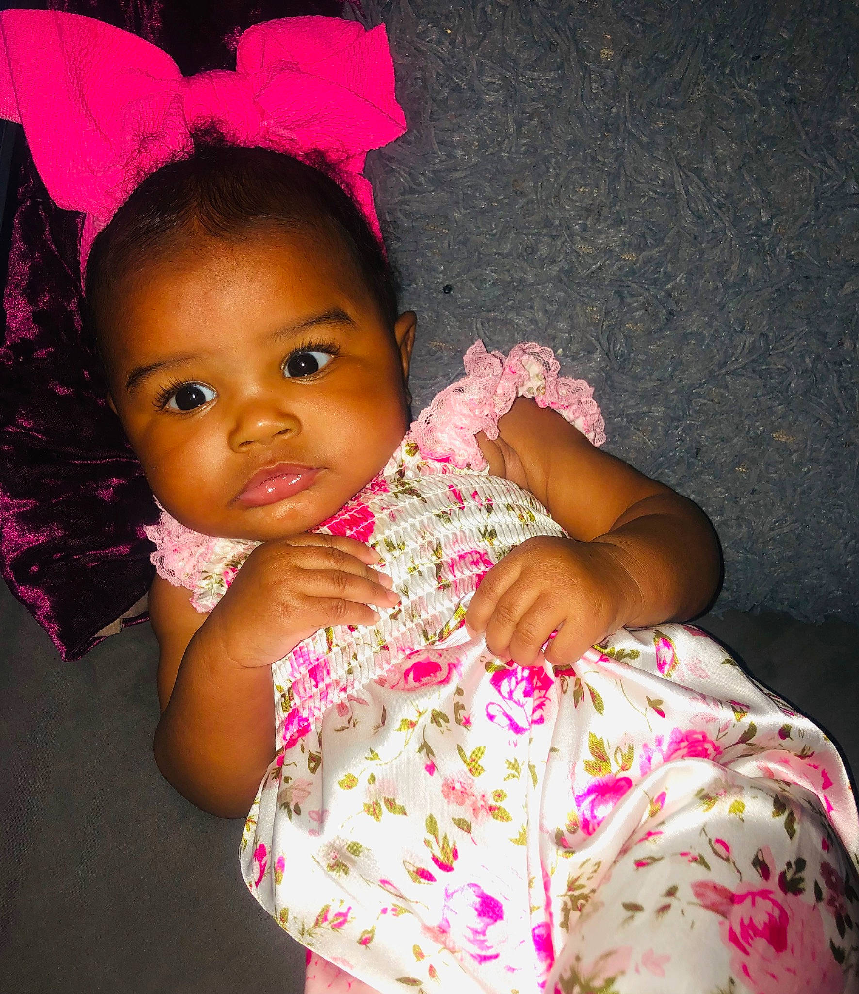 Zendaya joined the competition — help win amazing prizes! baby, baby_toddler_clothing, black_hair, cheek, chin, eyelash, facial_expression, fun, happy, head, headband, headpiece, human_body, lip, magenta, nail, nose, person, pink, skin