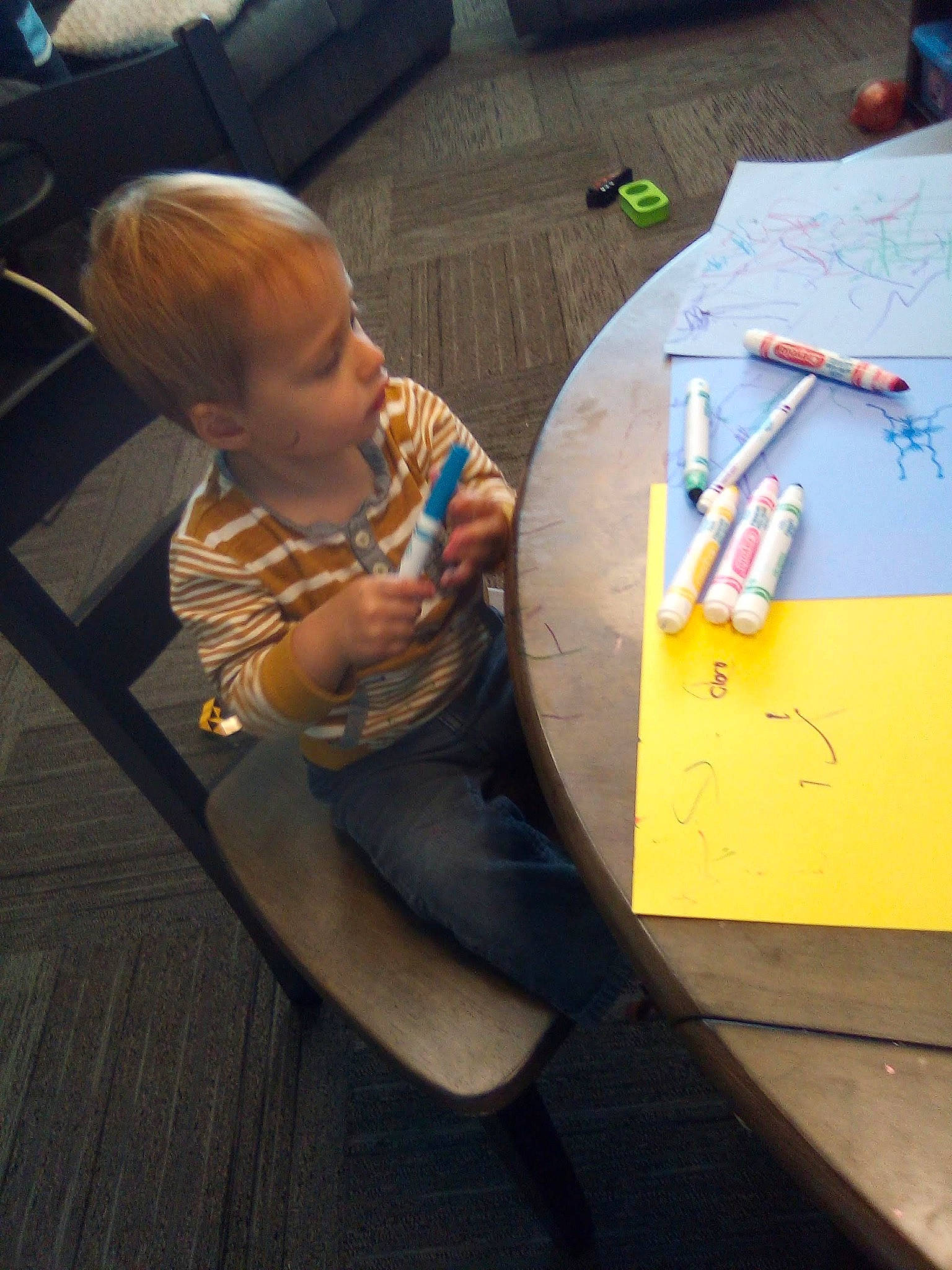 Payton joined the competition — help win amazing prizes! art, artist, baby, chair, child, flooring, font, fun, hardwood, human_leg, leisure, paint, person, play, recreation, sitting, t_shirt, thigh, toddler, visual_arts