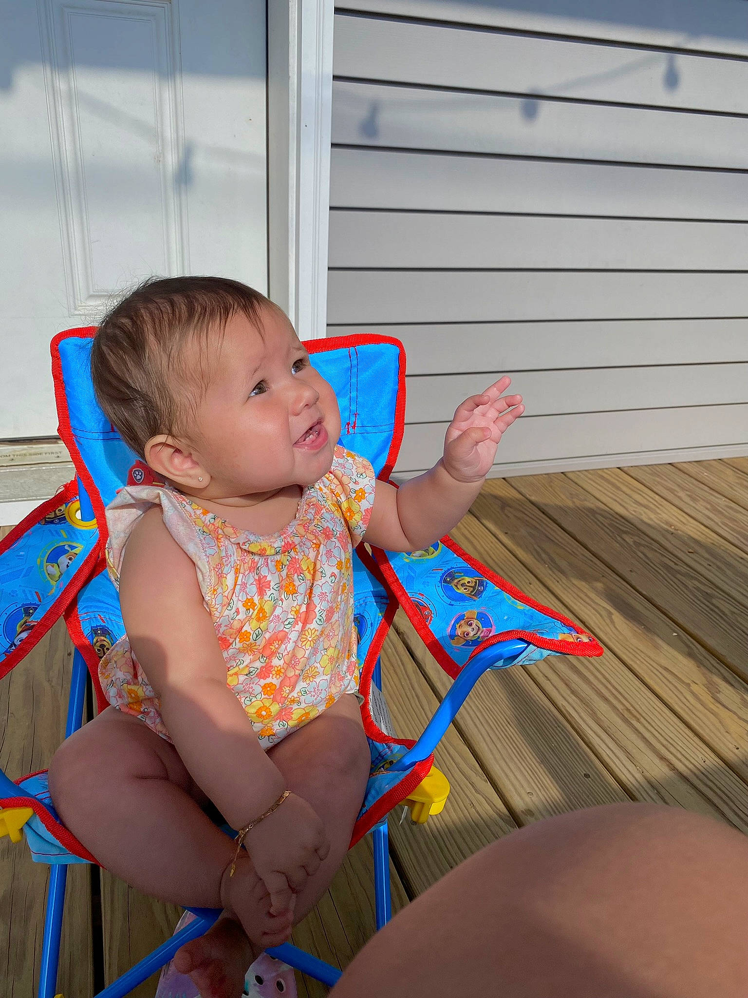 Camila joined the competition — help win amazing prizes! baby, baby_toddler_clothing, barefoot, child, finger, foot, fun, grass, happy, human_leg, knee, lap, leg, leisure, pattern, person, recreation, sitting, thigh, toddler