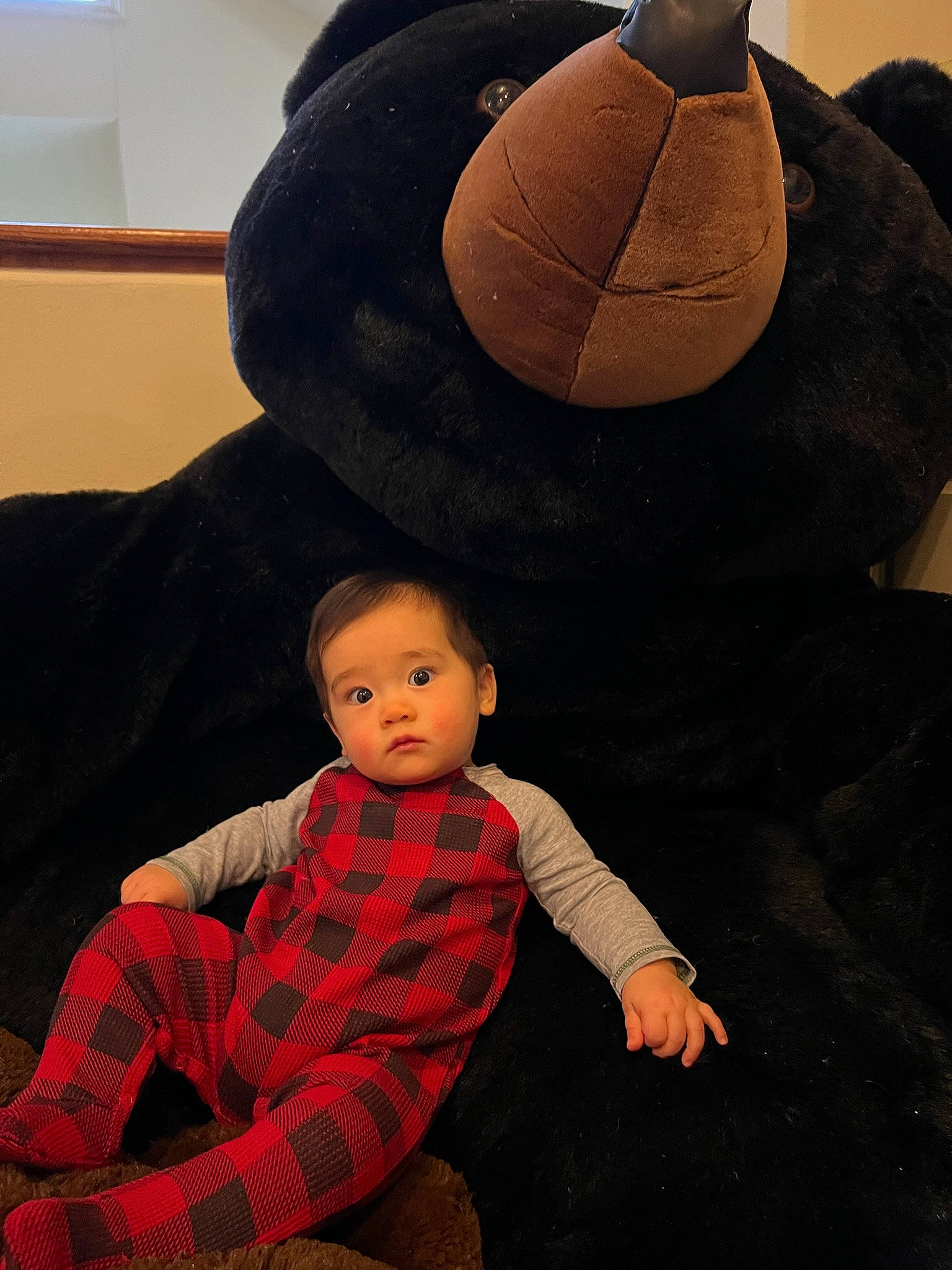 Ethan joined the competition — help win amazing prizes! baby, baby_toddler_clothing, bean_bag, carmine, child, comfort, flooring, fun, lap, pattern, person, plaid, room, sitting, sleeve, standing, t_shirt, tartan, textile, toddler