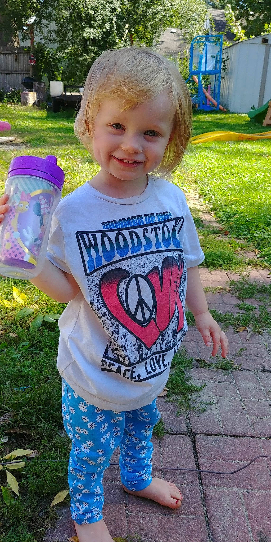Veda joined the competition — help win amazing prizes! blue, boy, child, clothing, cool, day, facial_expression, fun, girl, grass, joy, outerwear, person, pink, plant, play, smile, standing, summer, toddler