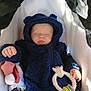 baby, blue, child, closed_eyes, cozy, cuddly, cute, face, fuzzy, hand, infant, nap, onesie, peaceful, sleeping, soft_toys, stroller, teething_ring, toy, warm_clothing