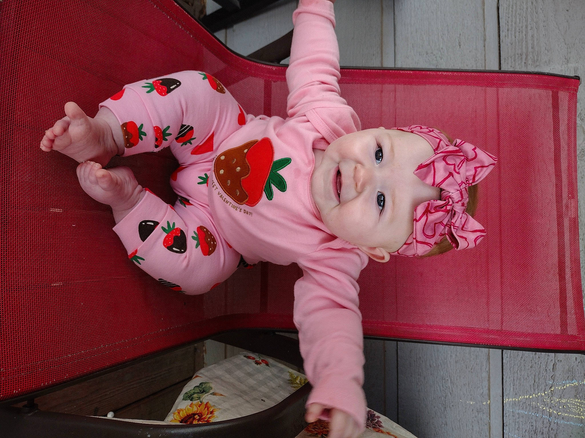 Raelynn is registered to the contest to win money with this photo: baby, baby_toddler_clothing, carmine, child, costume, happy, headwear, magenta, person, pink, sleeve, smile, toddler