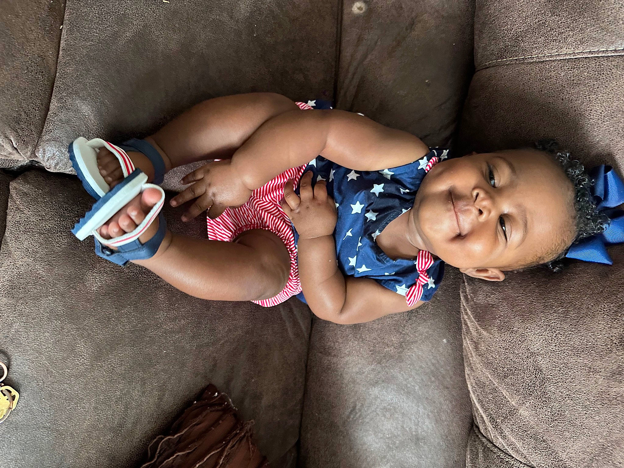 Laylani is registered to the contest to win money with this photo: arm, baby, baby_toddler_clothing, chest, cool, eye, glasses, happy, hat, knee, leg, mouth, person, pink, shorts, skin, smile, sunglasses, thigh, toddler