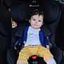 Margot a rejoint le concours — aidez-le/la à gagner de superbes lots ! baby, child, car_seat, blue_eyes, yellow_pants, white_shirt, blue_cardigan, socks, infant, car_interior, seatbelt, straps, cute, portrait, indoors, person, child_safety, small_child, toddler, car