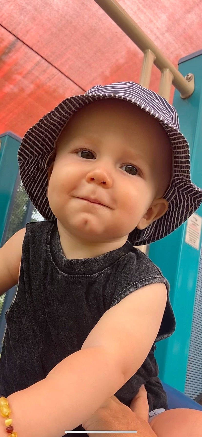 Ollie is registered to the contest to win money with this photo: baby, baby_toddler_clothing, cap, cheek, child, chin, cool, eyebrow, eyelash, fun, happy, hat, headwear, lip, mouth, nose, person, skin, smile, sun_hat