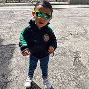 Caleb Aylan participe au concours pour gagner de l'argent avec cette photo : attitude, boy, casual_clothing, child, confident, cool, fashion, hair, jacket, jeans, outdoor, person, pose, reflection, shadow, sneakers, street, sunglasses, sunlight, young