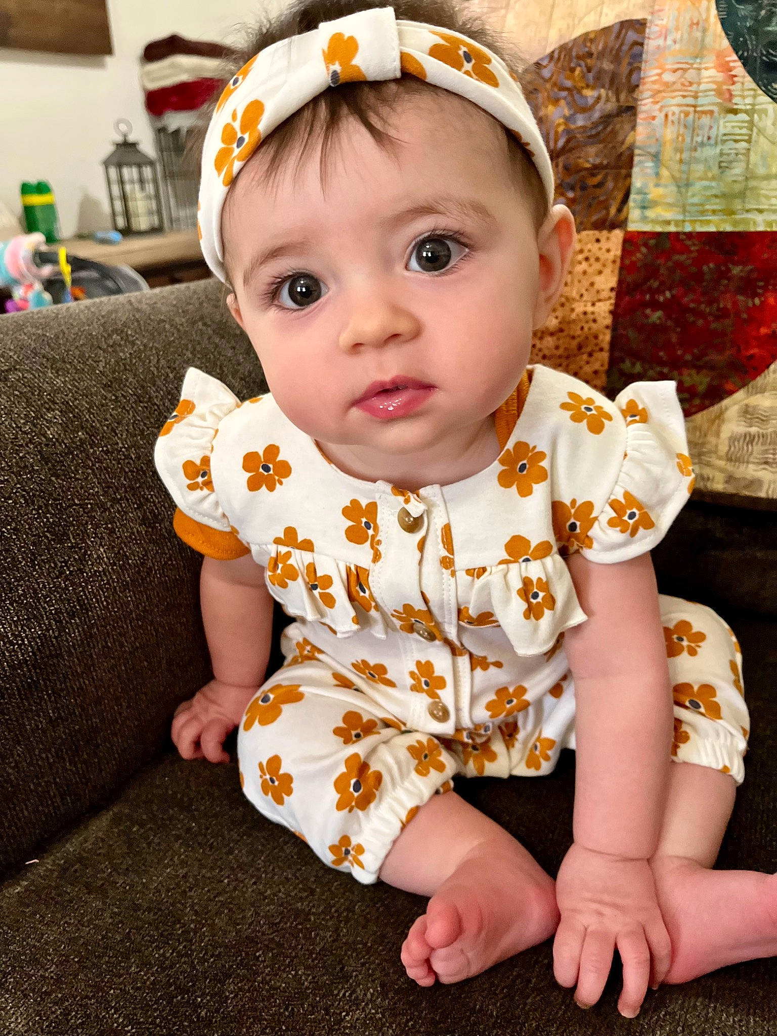 Jody joined the competition — help win amazing prizes! baby, baby_toddler_clothing, cheek, chin, dress, eye, face, facial_expression, fun, grass, hairstyle, happy, head, human_body, iris, lip, orange, person, skin, sleeve