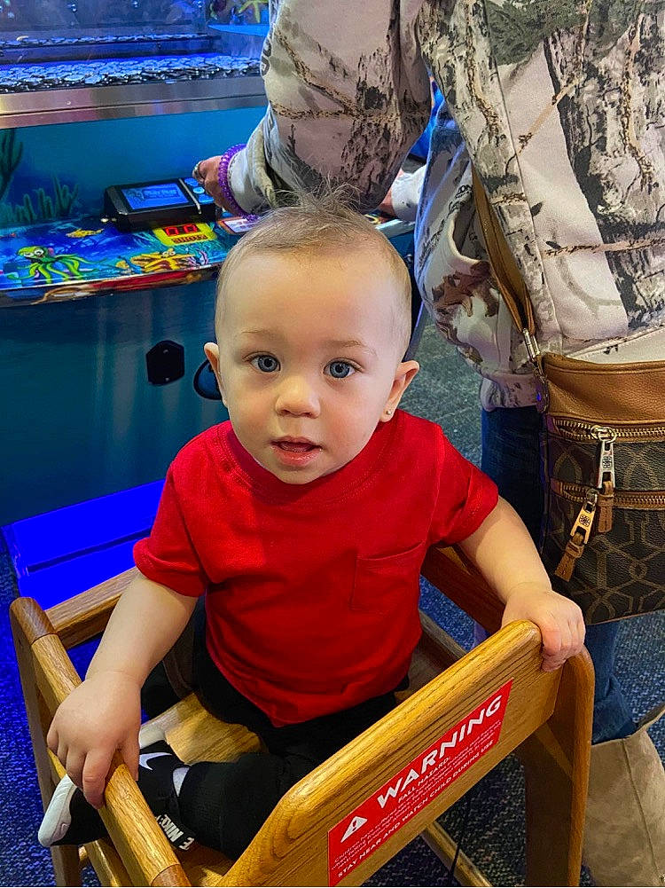 Leeland joined the competition — help win amazing prizes! abdomen, baby, belt, blue, chair, child, fun, leisure, person, photograph, play, recreation, retail, shorts, sitting, snapshot, t_shirt, toddler, vacation, waist