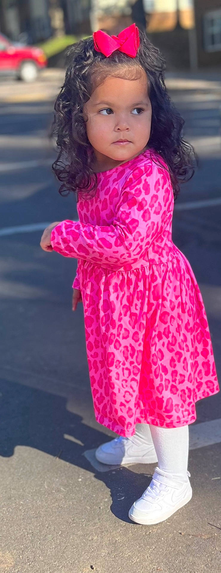 Azaria joined the competition — help win amazing prizes! car, child, city, clothing, coat, dress, face, female, footwear, girl, head, person, photography, portrait, road, shoe, street, transportation, urban, vehicle