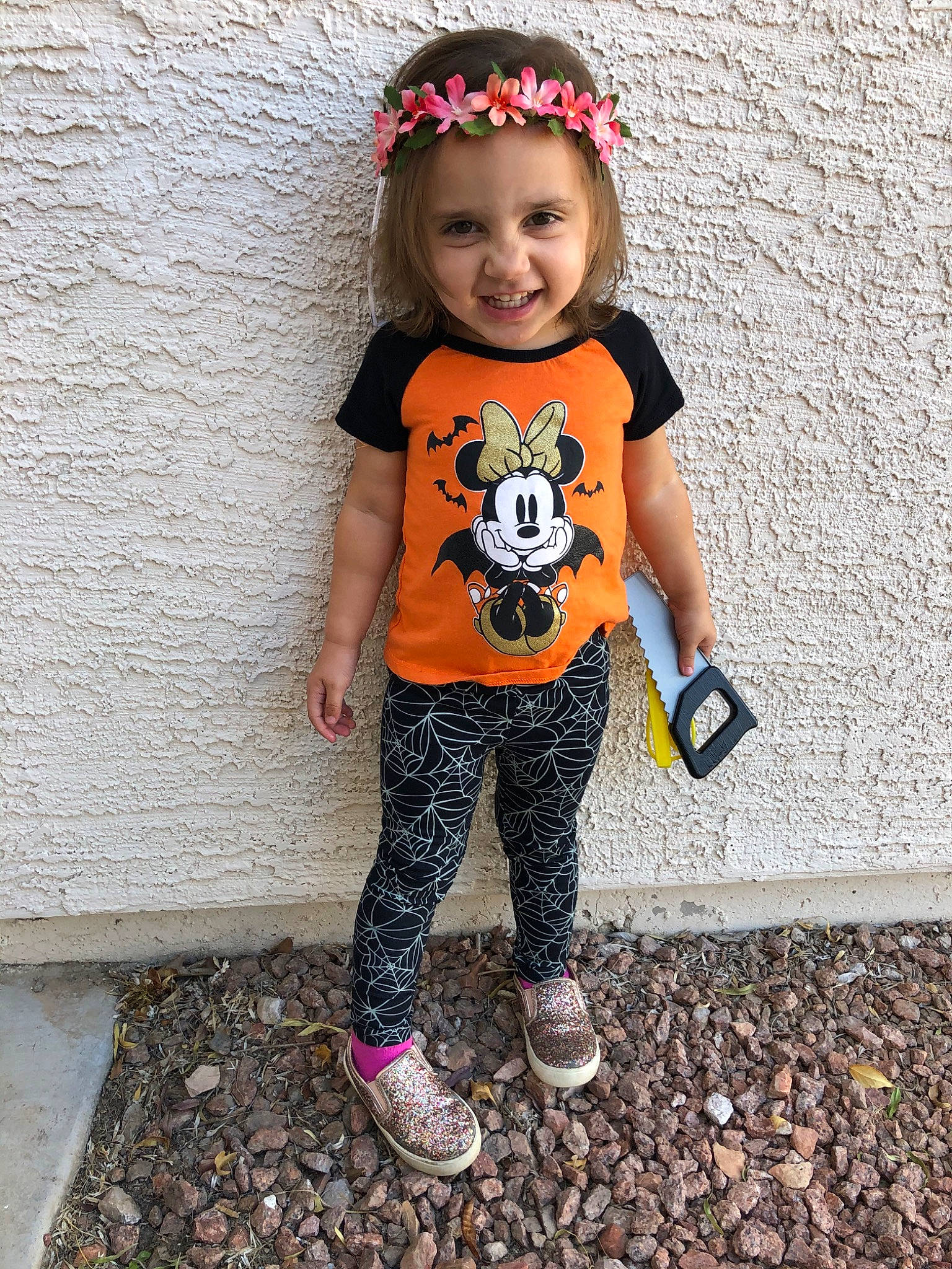 Kalilah is registered to the contest to win money with this photo: baby_toddler_clothing, child, child_model, clothing, design, fashion_accessory, footwear, hair_accessory, headband, headgear, joy, leggings, orange, pattern, person, pink, sportswear, t_shirt, tights, toddler