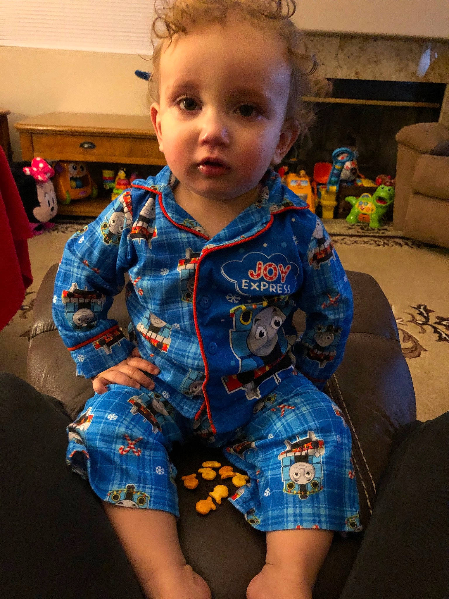 Trenton joined the competition — help win amazing prizes! baby_toddler_clothing, child, overall, pajamas, pattern, person, plaid, sleeve, standing, textile, toddler