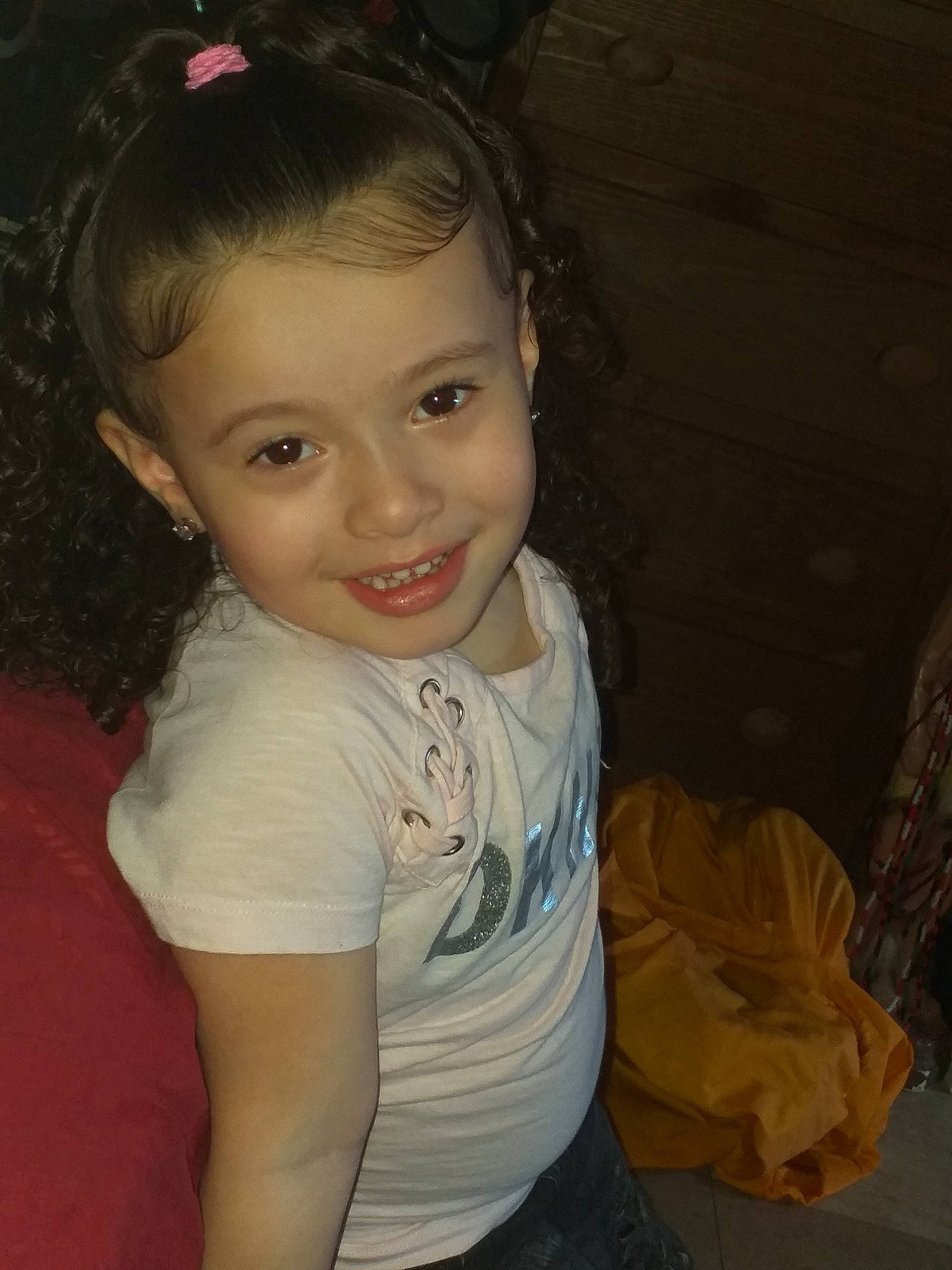 Mila joined the competition — help win amazing prizes! brown_hair, cheek, child, child_model, chin, eye, face, fawn, forehead, fun, hair, hair_accessory, hairstyle, head, iris, joy, lip, long_hair, person, skin