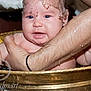 adult, arm, baby, bath, blue_eyes, child, closeup, droplets, expression, golden_basin, hand, holding, human, infant, person, skin, splash, support, water, wet_skin