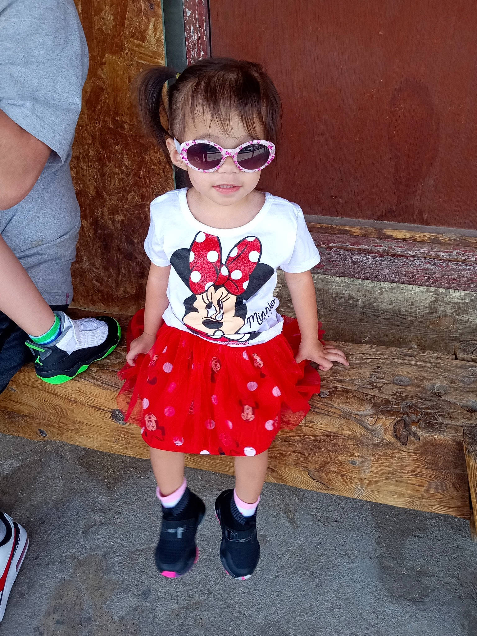 Kaliyah joined the competition — help win amazing prizes! arm, baby_toddler_clothing, cool, eyewear, footwear, glasses, goggles, happy, joint, person, pink, shoe, sleeve, smile, sneakers, sunglasses, t_shirt, thigh, toddler, vision_care