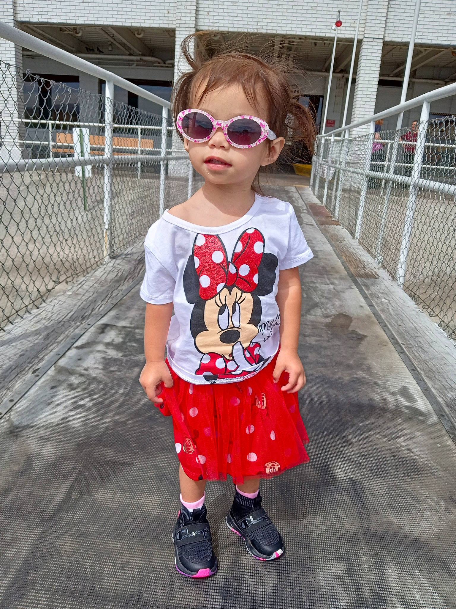 Kaliyah joined the competition — help win amazing prizes! baby_toddler_clothing, clothing, dress, eyewear, face, fence, footwear, glasses, goggles, hairstyle, happy, neck, outerwear, person, sleeve, sunglasses, t_shirt, textile, toddler, vision_care
