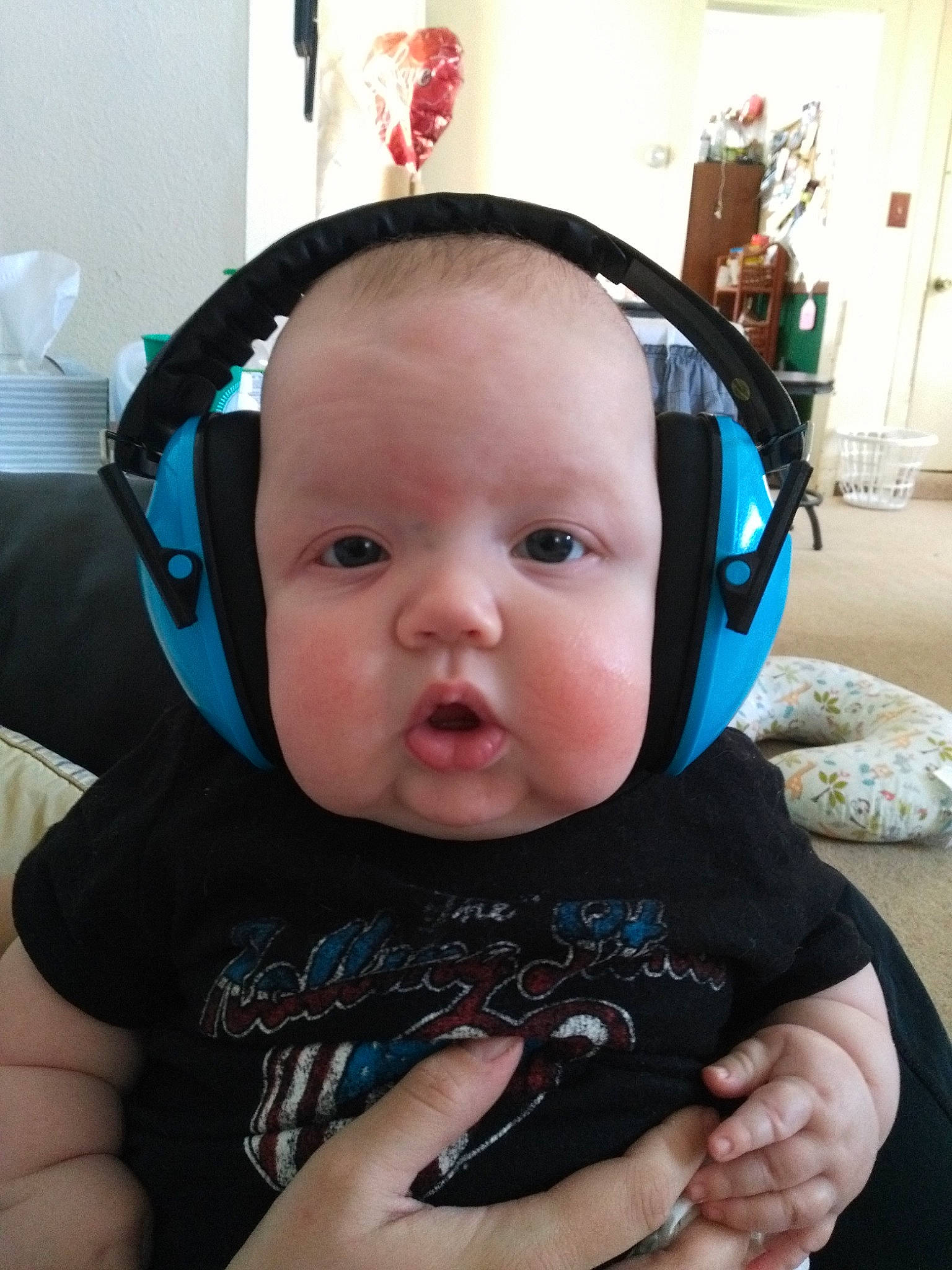Clark joined the competition — help win amazing prizes! audio_equipment, baby, cheek, child, ear, electronic_device, face, fashion_accessory, gadget, hair_accessory, head, headband, headgear, headphones, helmet, neck, person, skin, technology, toddler