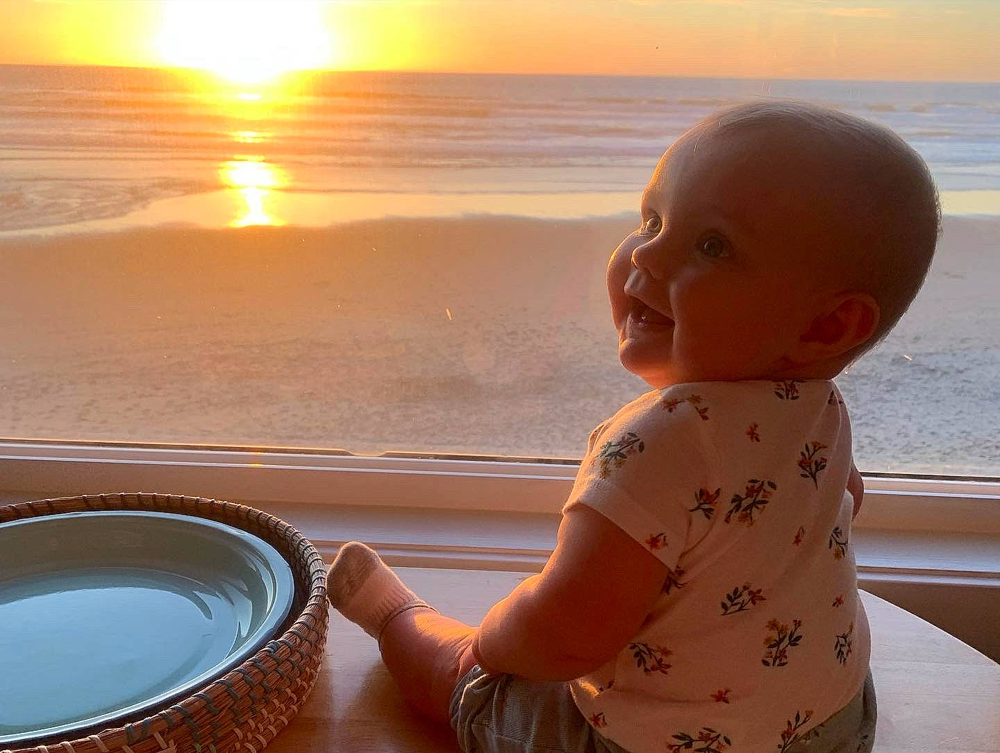 Tatum joined the competition — help win amazing prizes! baby, baby_toddler_clothing, beach, fun, happy, horizon, human, leisure, light, morning, orange, person, photograph, sky, smile, summer, sunlight, sunset, toddler, travel