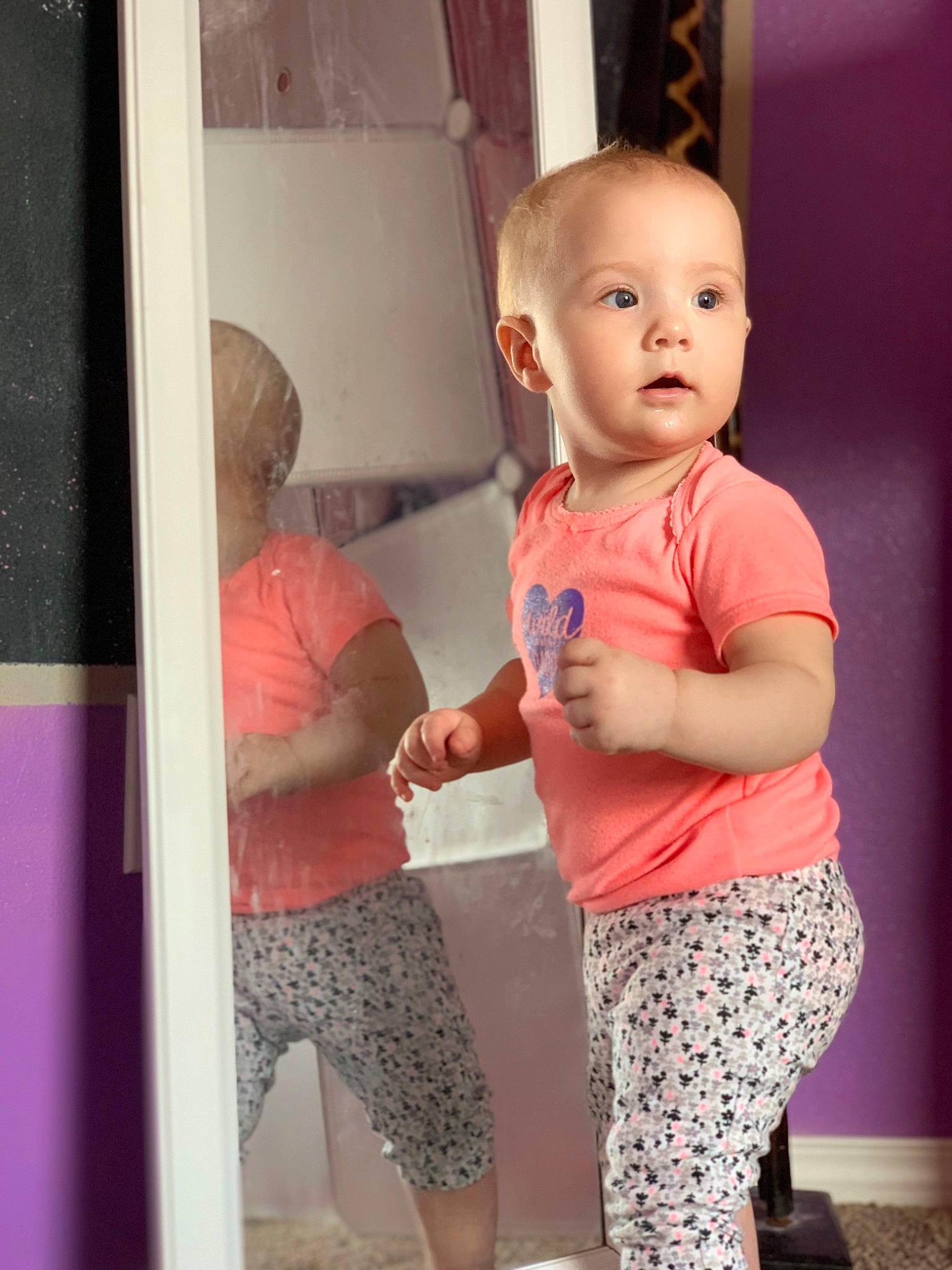 Mikayla joined the competition — help win amazing prizes! abdomen, baby, baby_products, cheek, child, person, pink, product, skin, smile, standing, toddler