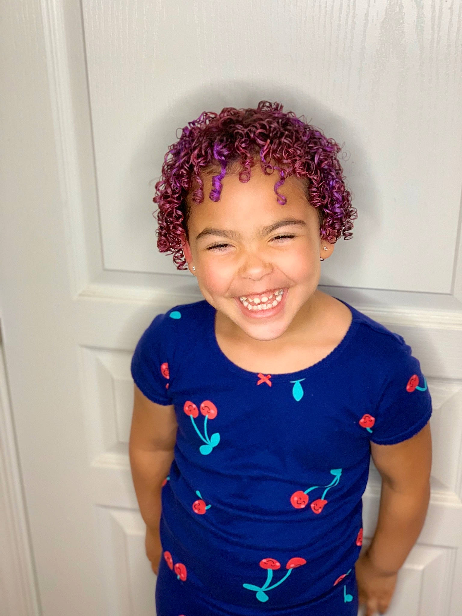 Madyson joined the competition — help win amazing prizes! blue, child, face, facial_expression, forehead, hair, hair_accessory, hairstyle, happy, head, headgear, joy, lip, neck, person, plant, purple, red, skin, smile