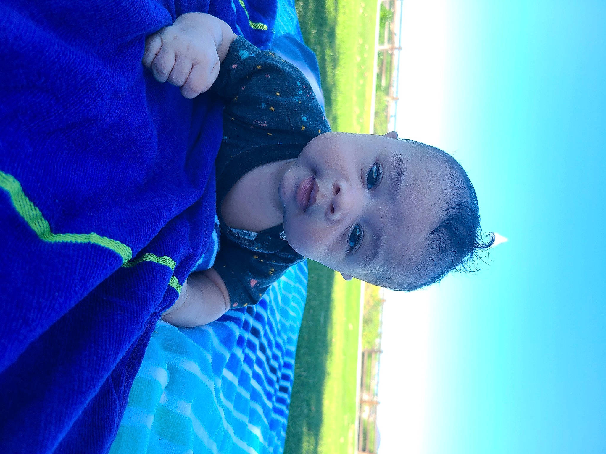 Dante joined the competition — help win amazing prizes! baby, blue, child, cloud, electric_blue, flash_photography, fun, grass, happy, hat, leisure, pattern, person, plant, portrait_photography, recreation, sky, smile, toddler, tree