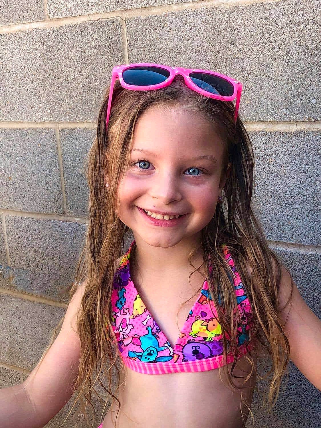 Sarah joined the competition — help win amazing prizes! beauty, brassiere, eye, eye_glass_accessory, face, goggles, hair, happy, head, joy, lingerie_top, lip, long_hair, magenta, person, pink, smile, summer, sunglasses, swimsuit_top