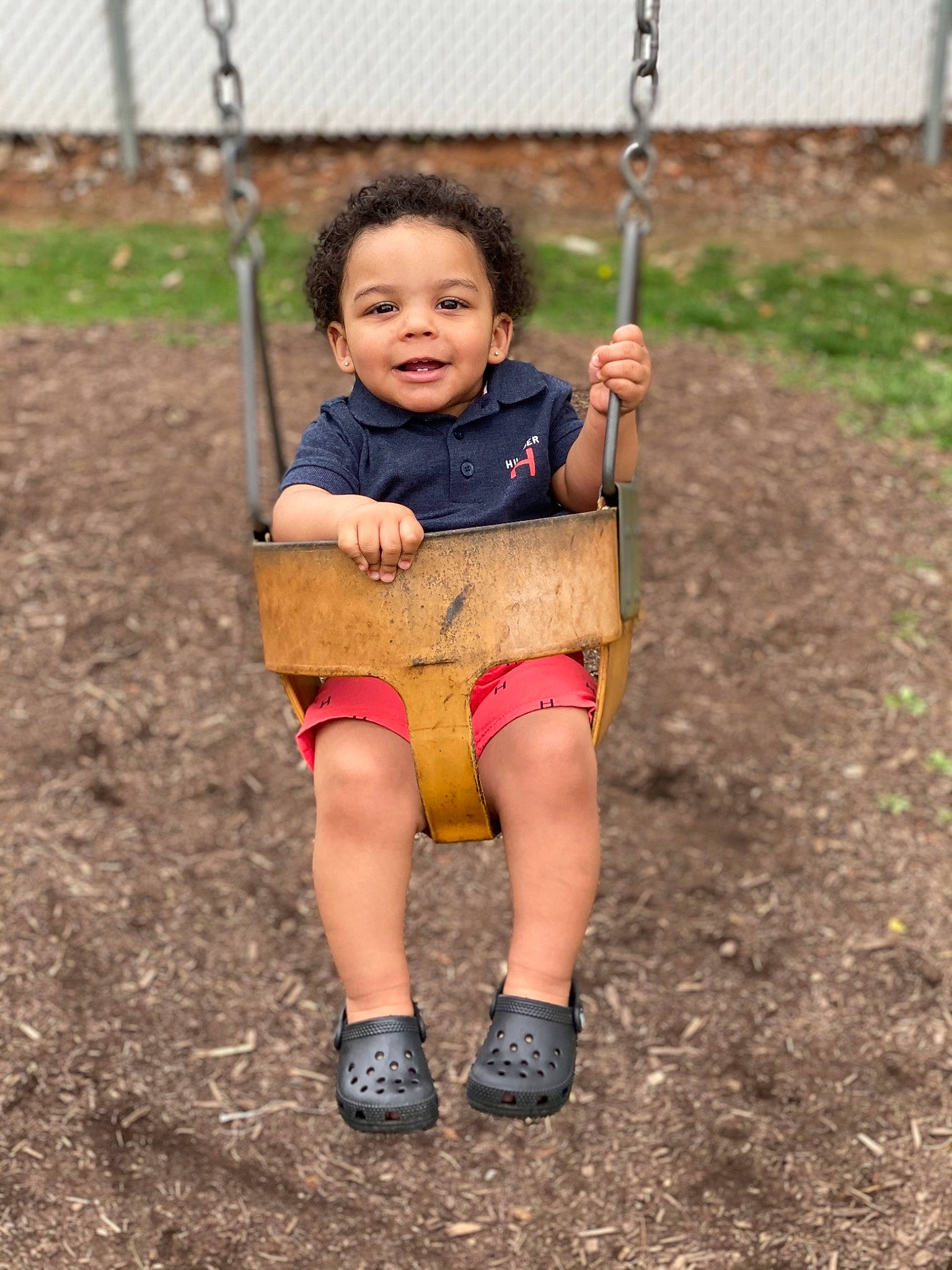 Matao Jr joined the competition — help win amazing prizes! baby, baby_toddler_clothing, child, city, eye, fun, grass, happy, joy, leisure, people_in_nature, person, playground, recreation, shorts, sitting, smile, soil, swing, t_shirt