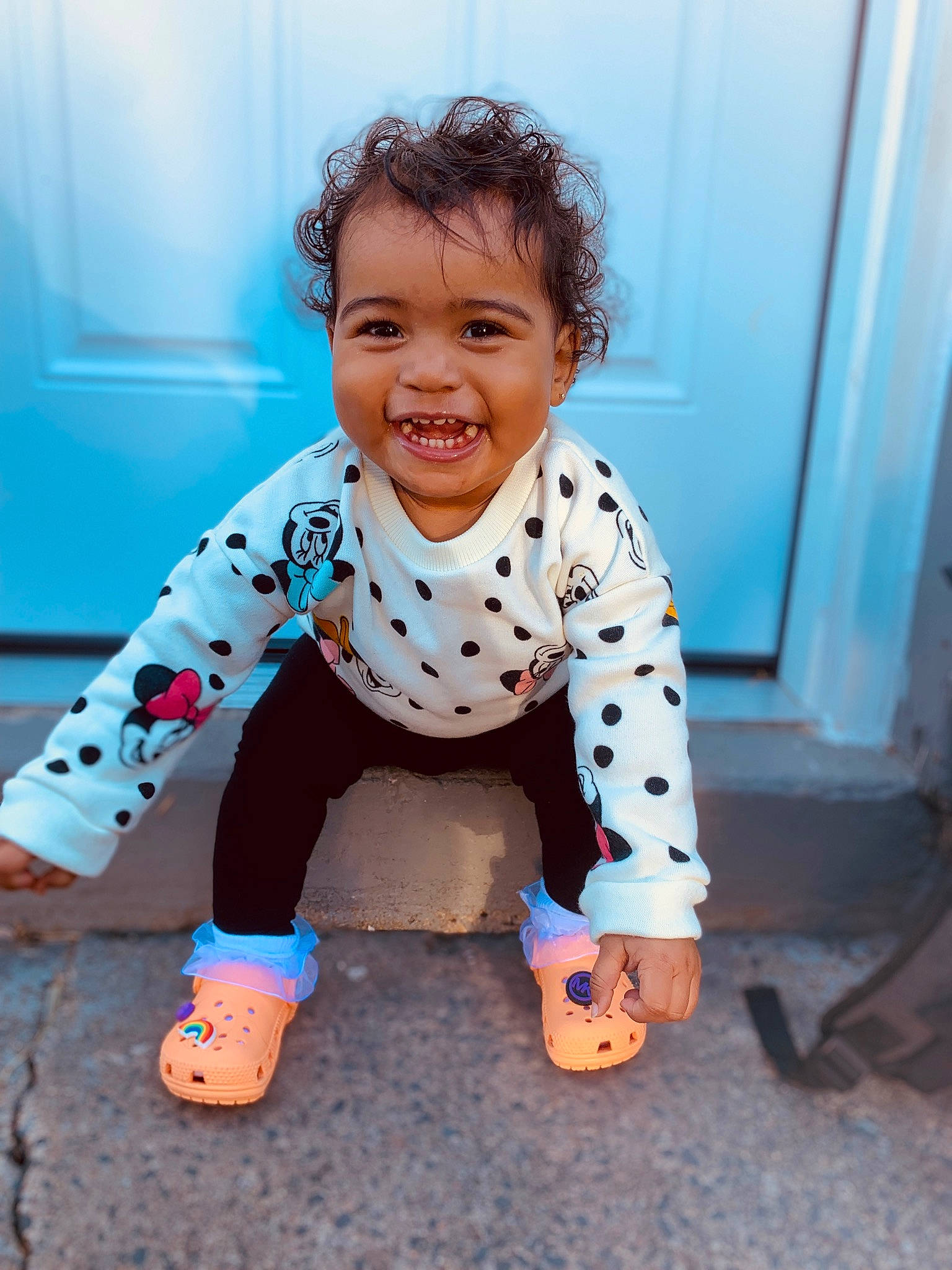 Raelyn joined the competition — help win amazing prizes! arm, baby_toddler_clothing, cool, door, electric_blue, facial_expression, flash_photography, floor, flooring, fun, happy, human_leg, joint, joy, leg, pattern, person, skin, sleeve, smile