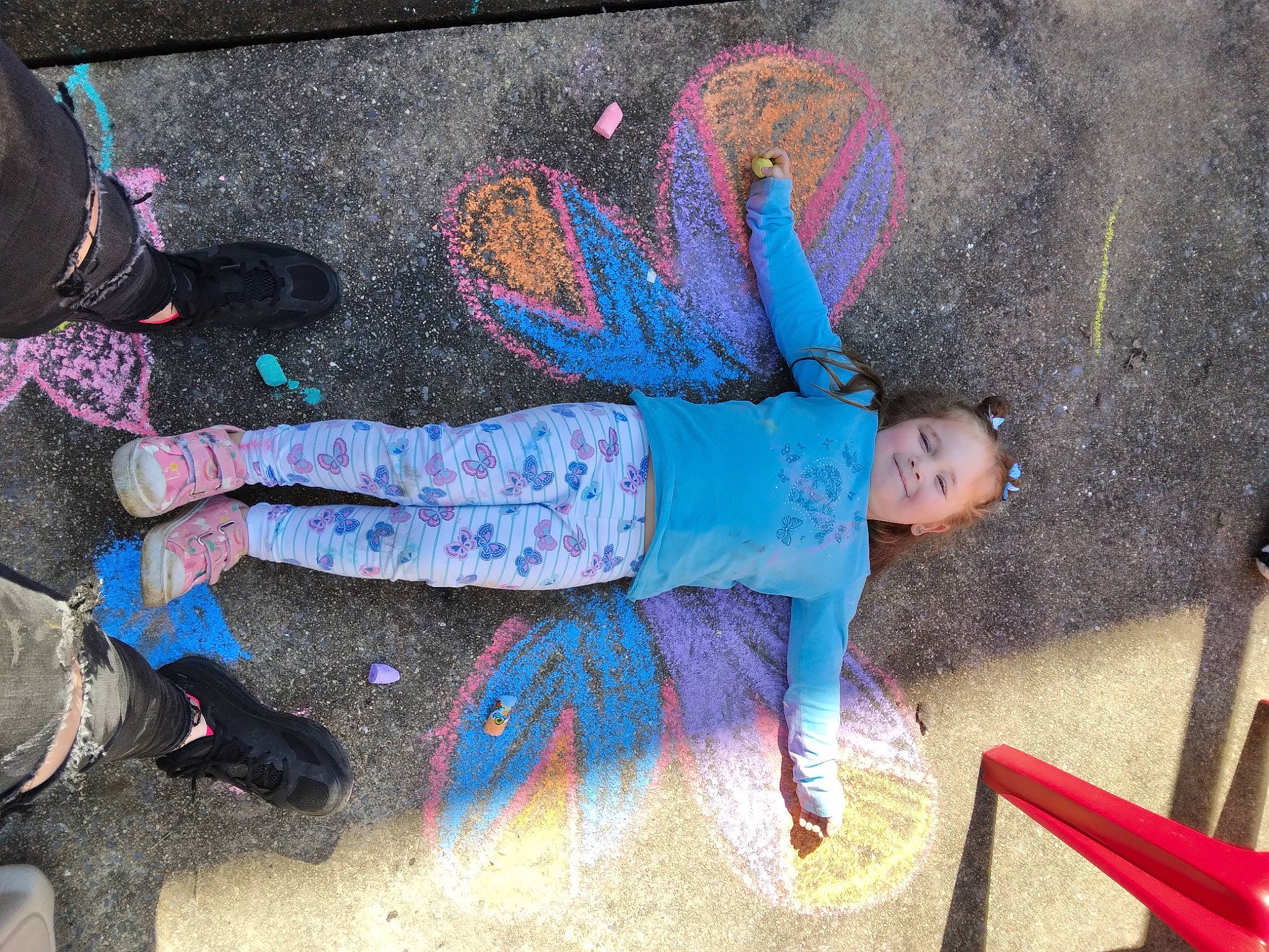 Autumn joined the competition — help win amazing prizes! asphalt, chalk, child, city, concrete, electric_blue, fun, human_leg, joy, leg, leisure, magenta, person, pink, public_space, road_surface, shoe, sidewalk, sitting, textile