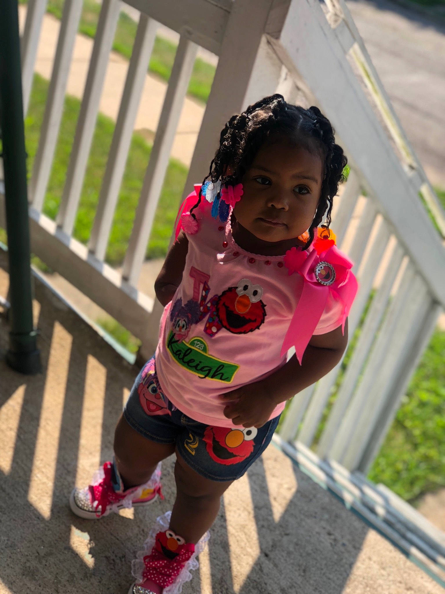 Kaleigh is registered to the contest to win money with this photo: child, person, pink, plant, play, toddler, tree