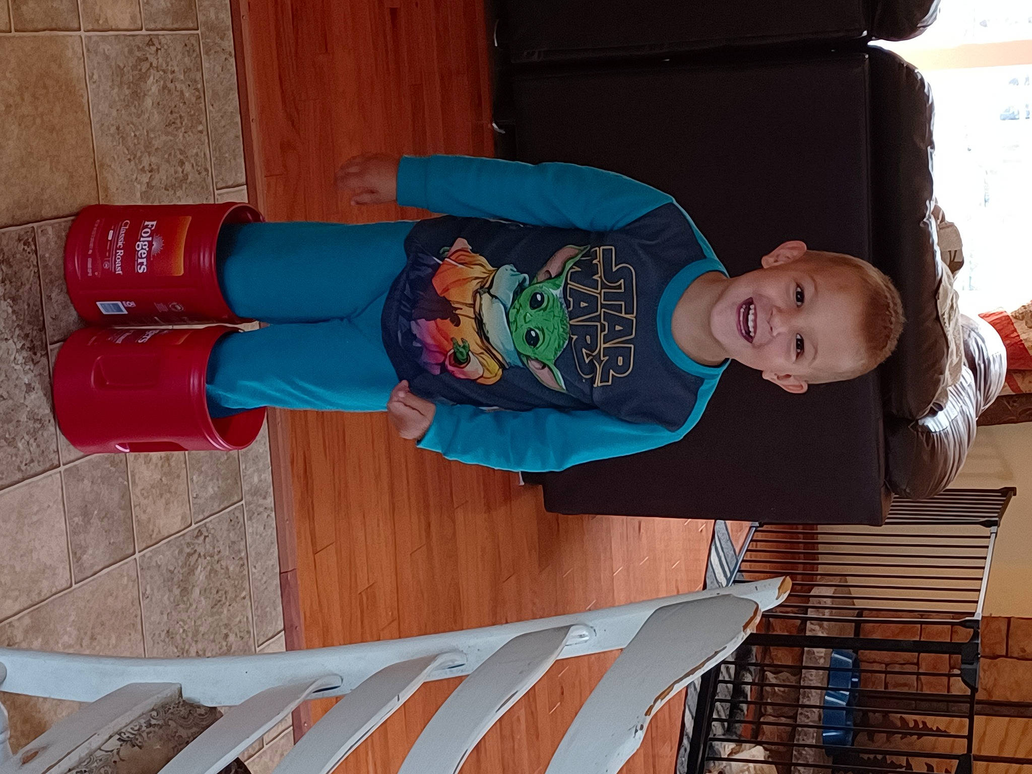 Damian joined the competition — help win amazing prizes! baby_toddler_clothing, child, cleanliness, comfort, electric_blue, fun, hardwood, hat, human_leg, joy, leisure, peach, person, room, sleeve, smile, t_shirt, thigh, toddler, walking_shoe