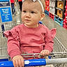 Ivy joined the competition — help win amazing prizes! toddler, child, shopping_cart, store, aisle, pink_clothing, bow, headband, floral_pants, curious, indoor, retail, people, shelves, shopping, baby, girl, person, casual, supermarket