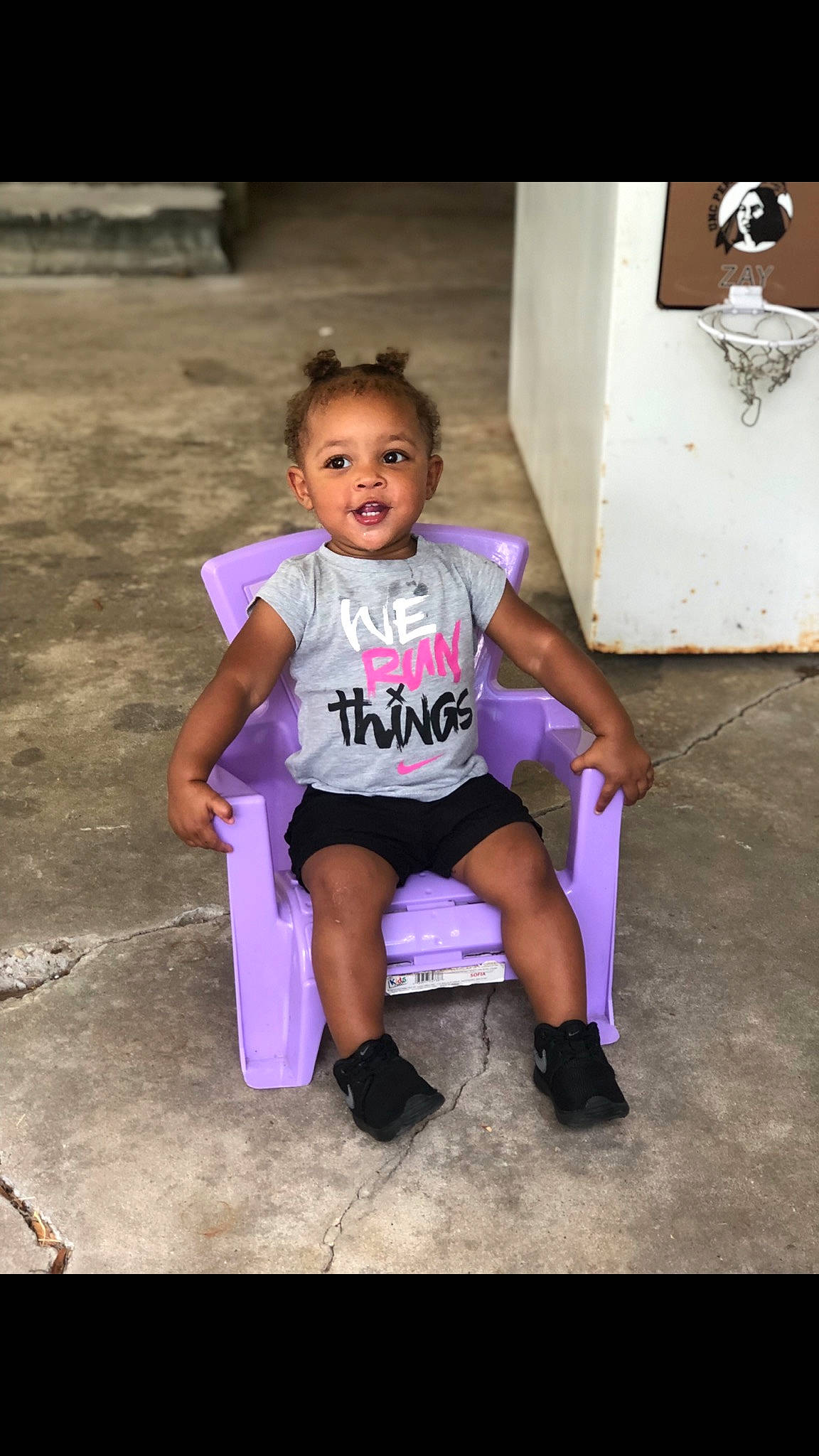 Leilani joined the competition — help win amazing prizes! child, fun, person, pink, sitting, smile, t_shirt, toddler