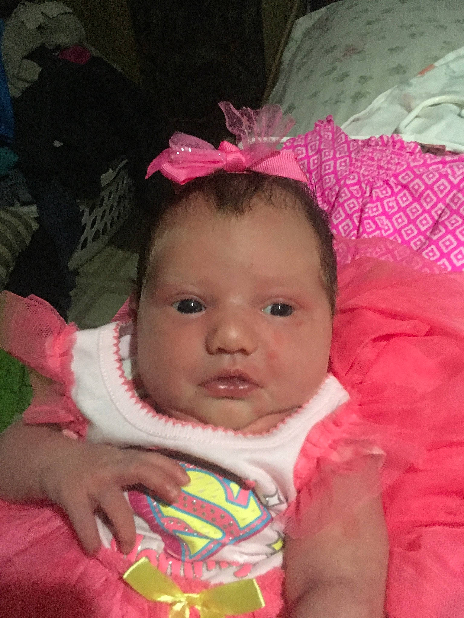 Roselynn joined the competition — help win amazing prizes! baby, cheek, child, eye, hair_accessory, iris, lip, mouth, person, pink, skin, toddler