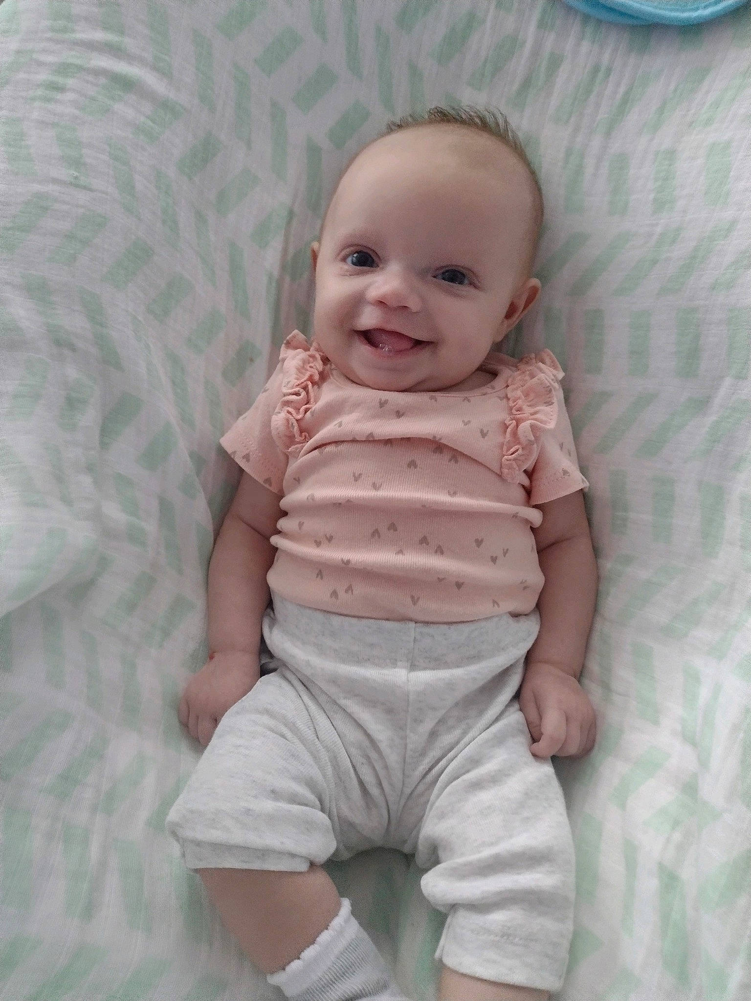 Mayson joined the competition — help win amazing prizes! baby, baby_toddler_clothing, cheek, chin, comfort, eye, face, fun, happy, head, iris, joy, linens, lip, mouth, nose, person, pink, skin, sleeve