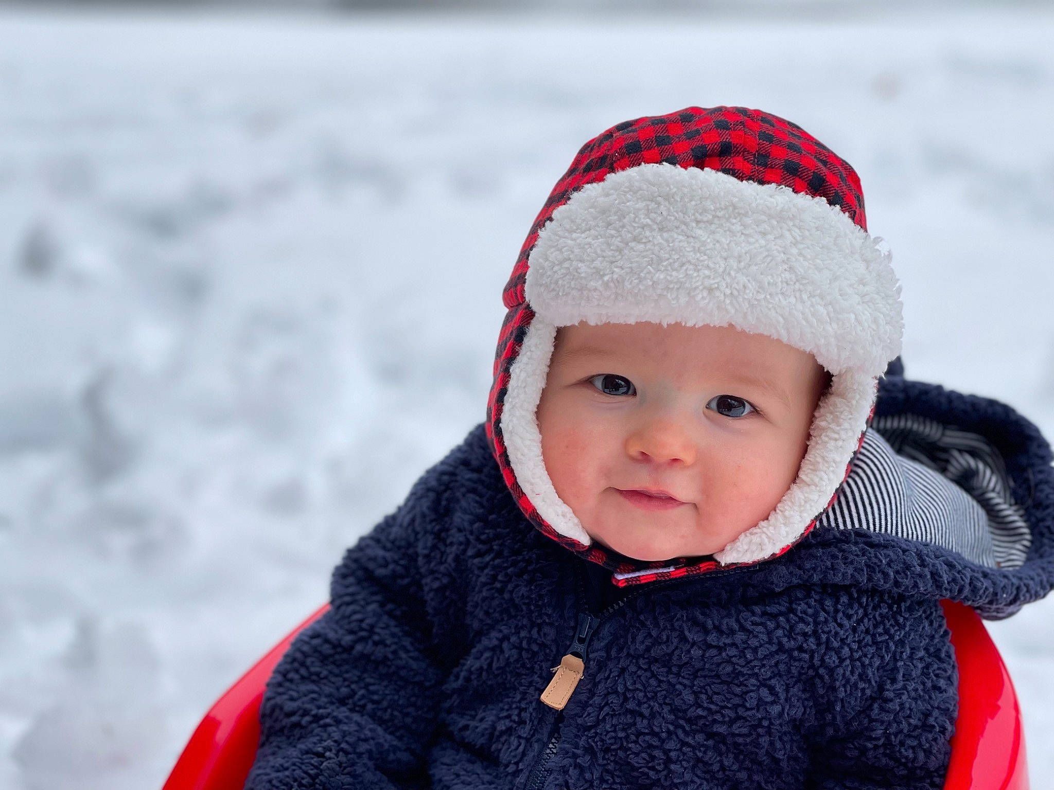 Paxton joined the competition — help win amazing prizes! baby, baby_toddler_clothing, beanie, cap, cheek, child, fashion_accessory, freezing, happy, headgear, headwear, jacket, knit_cap, outerwear, person, sleeve, smile, snow, toddler, winter