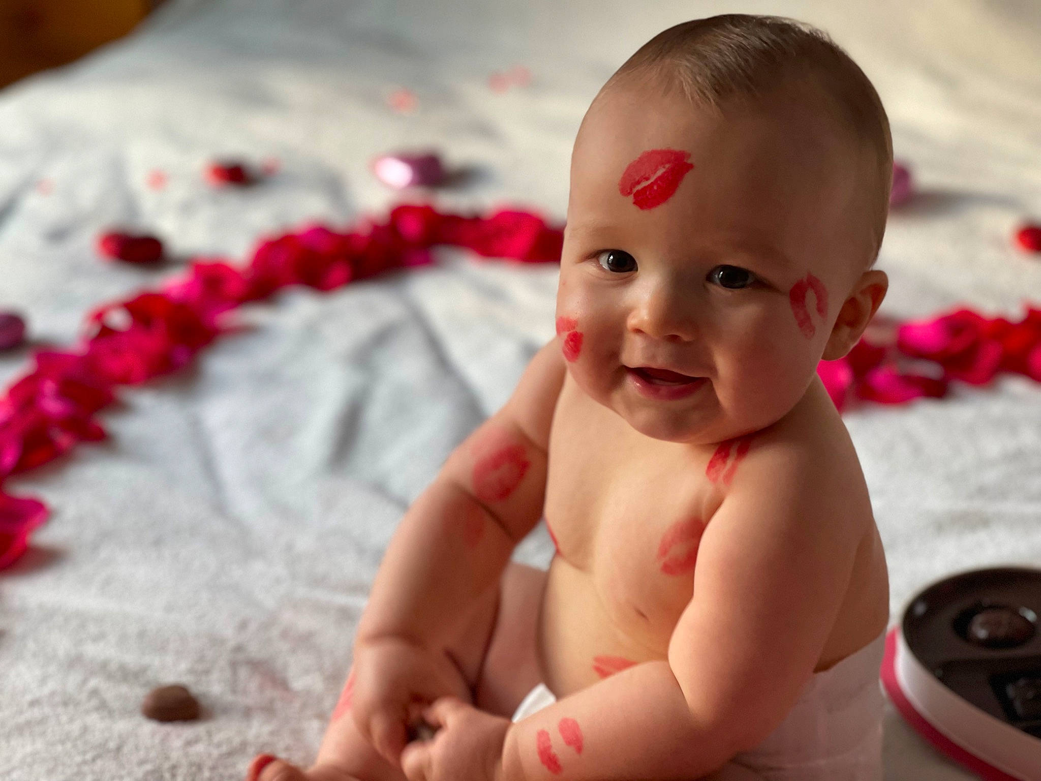 Paxton joined the competition — help win amazing prizes! baby, baby_toddler_clothing, cheek, chest, child, close_up, eye, facial_expression, finger, fun, happy, iris, lip, mouth, nose, person, pink, red, skin, smile