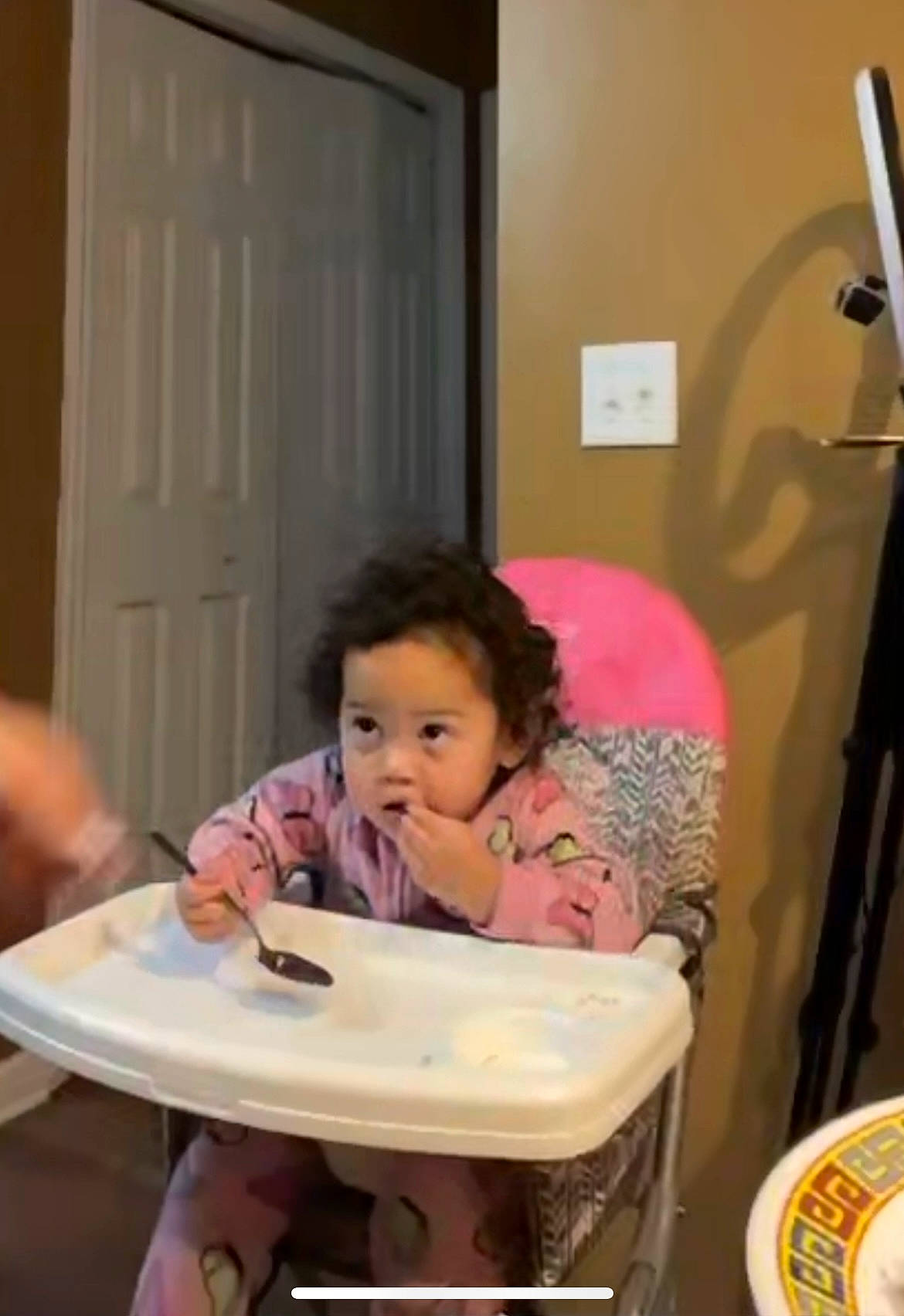 Esme is registered to the contest to win money with this photo: baby, chair, child, comfort, cooking, dishware, door, fun, meal, person, plate, room, sharing, sitting, t_shirt, table, tableware, toddler