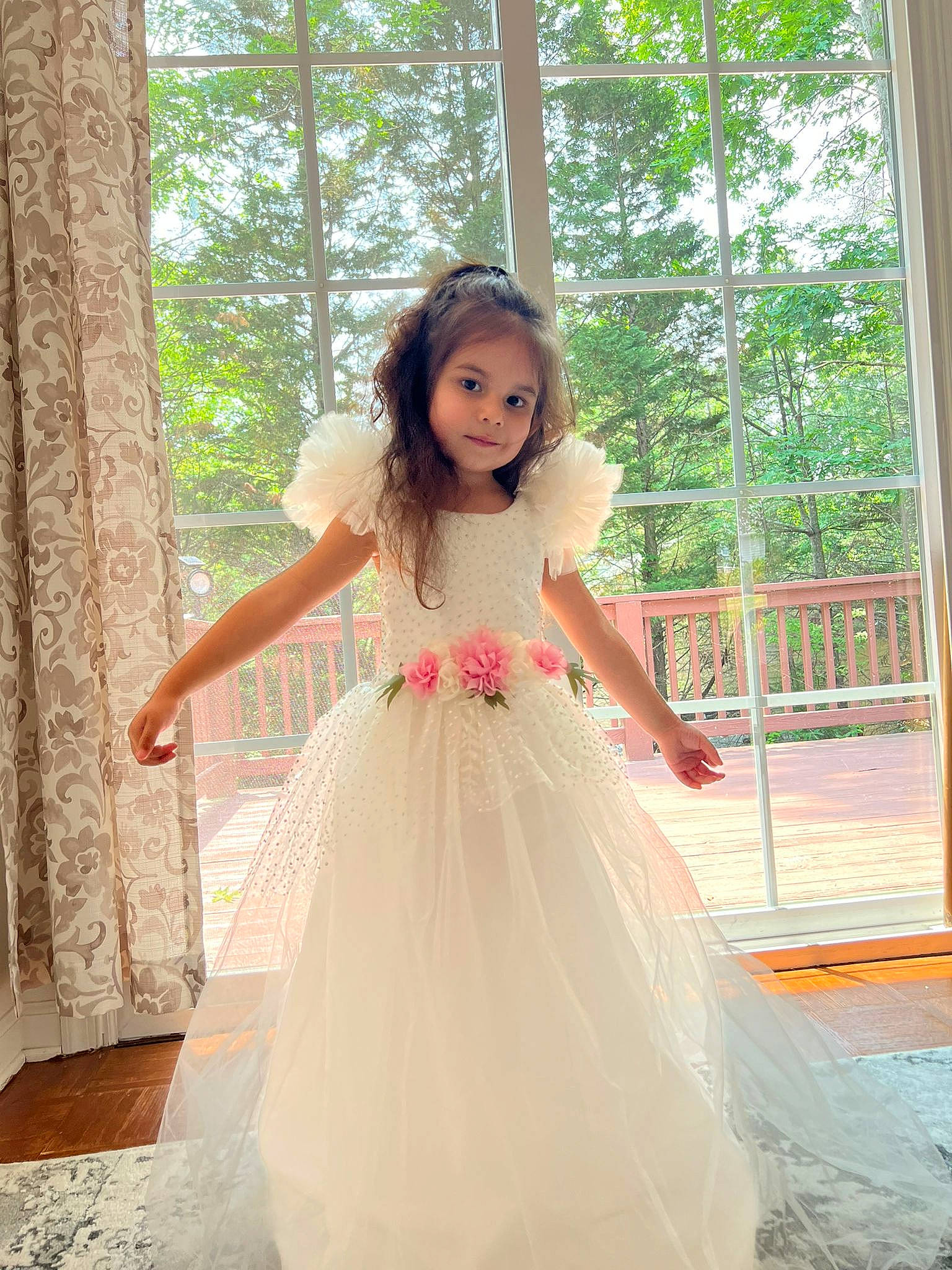 Amira is registered to the contest to win money with this photo: bridal_accessory, bridal_clothing, bridal_party_dress, bride, curtain, dress, embellishment, fashion_design, flash_photography, formal_wear, gown, happy, haute_couture, headpiece, person, strapless_dress, textile, tree, waist, wedding_ceremony_supply