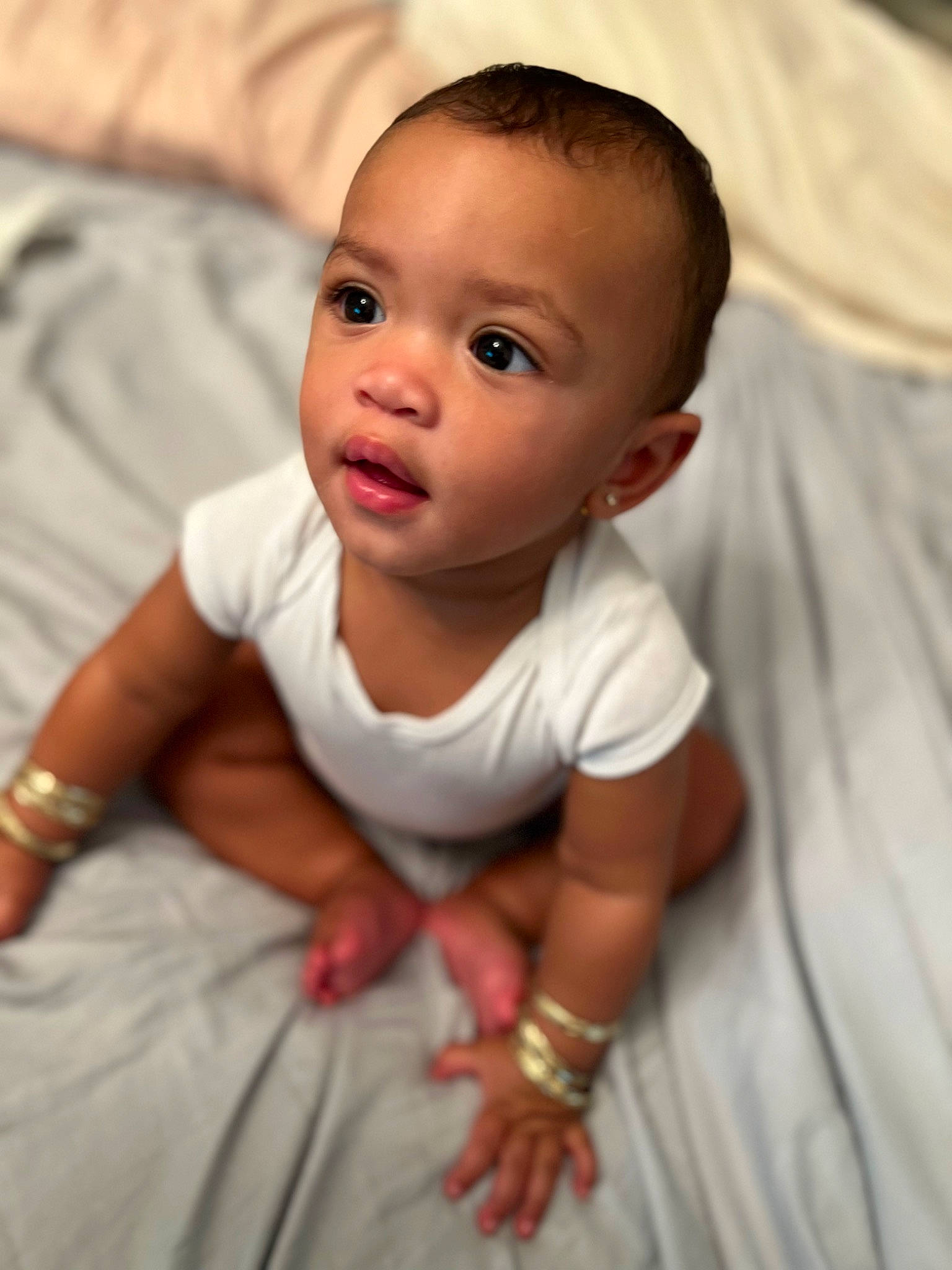 Empress is registered to the contest to win money with this photo: baby, baby_toddler_clothing, cheek, child, comfort, eye, face, finger, flash_photography, flooring, happy, head, iris, lip, mouth, nose, person, skin, sleeve, smile