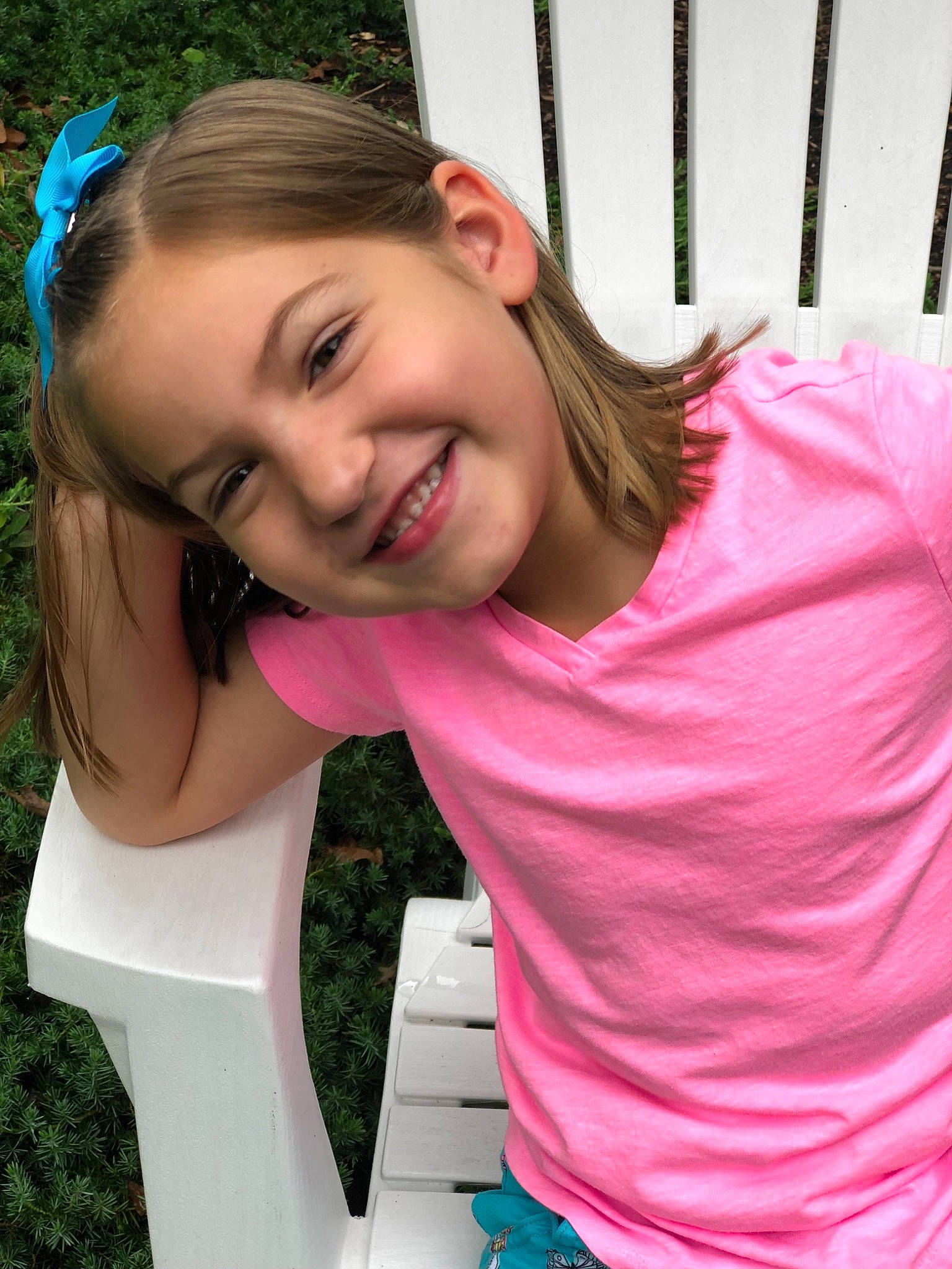 Peyton joined the competition — help win amazing prizes! arm, beauty, child, facial_expression, fun, grass, hair, happy, joy, lip, long_hair, mouth, neck, nose, person, photography, pink, plant, skin, smile