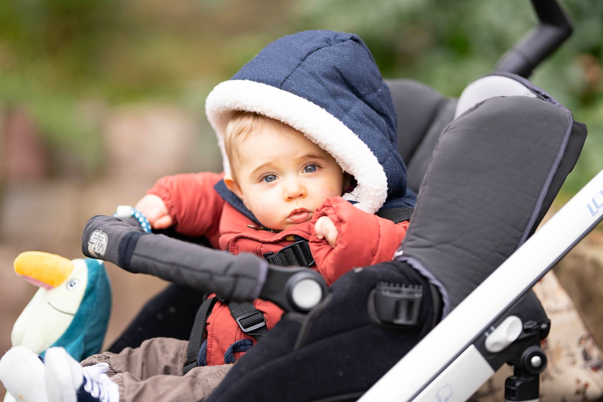 Magnus a rejoint le concours — aidez-le/la à gagner de superbes lots ! baby, baby_carriage, baby_products, baby_toddler_clothing, cap, child, comfort, eye, facial_expression, fun, grass, hand, happy, headwear, jacket, leisure, person, product, recreation, sitting