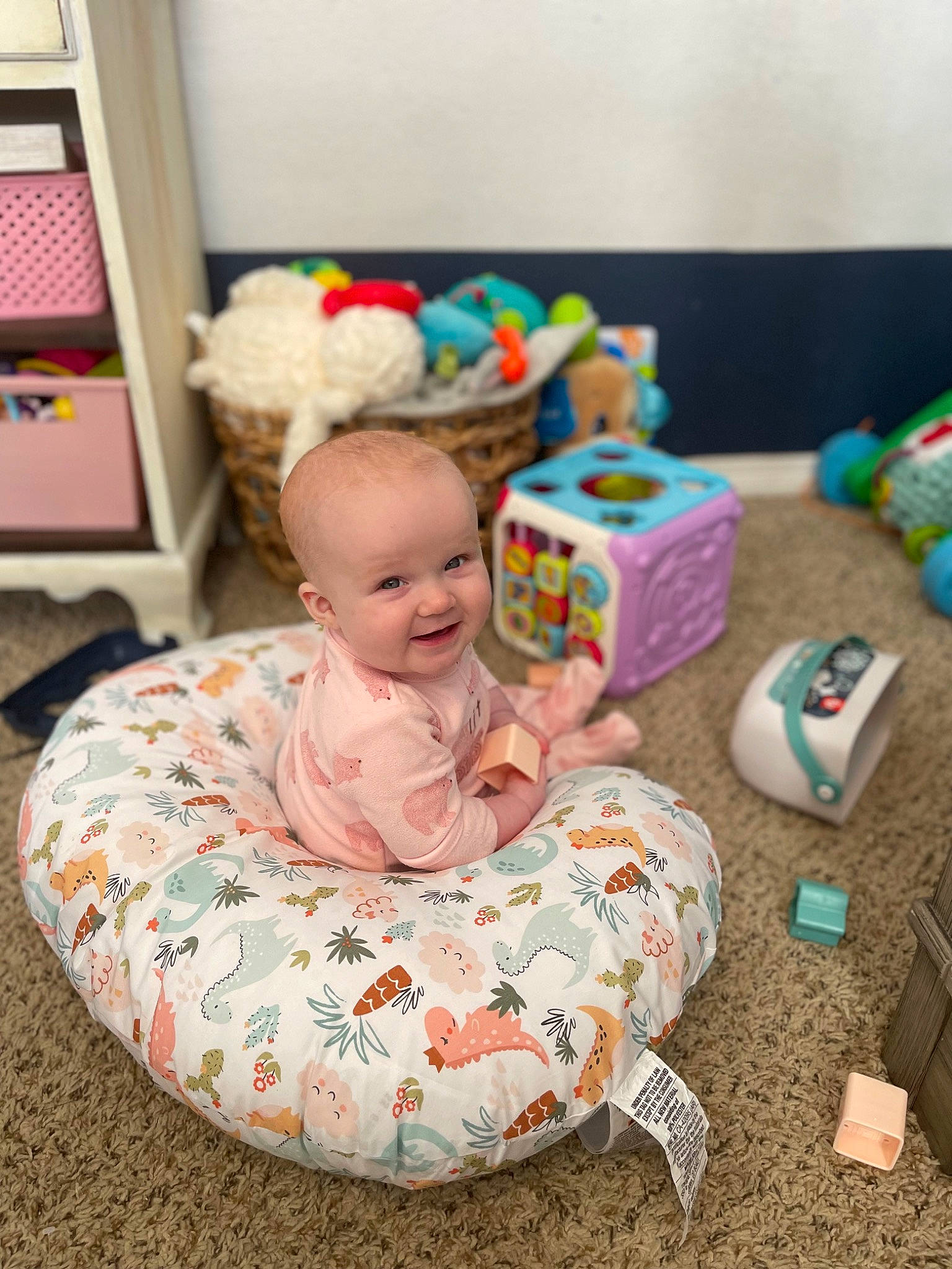 Sadie joined the competition — help win amazing prizes! baby, baby_products, baby_toddler_clothing, baby_toys, child, comfort, event, flooring, fun, happy, laugh, leisure, party, person, play, room, sitting, smile, sweetness, toddler