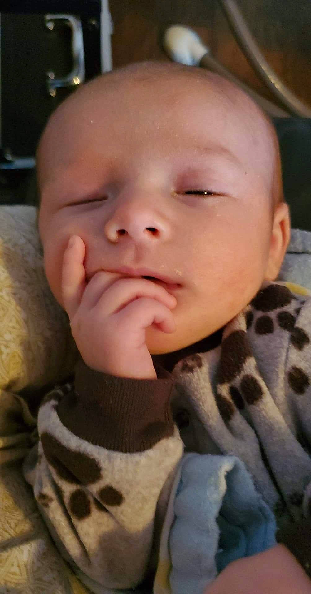 Zekiel joined the competition — help win amazing prizes! baby, baby_toddler_clothing, bedtime, cheek, child, comfort, eyelash, finger, flesh, gesture, jaw, lip, mammal, nail, nose, pattern, person, skin, sleeve, thumb