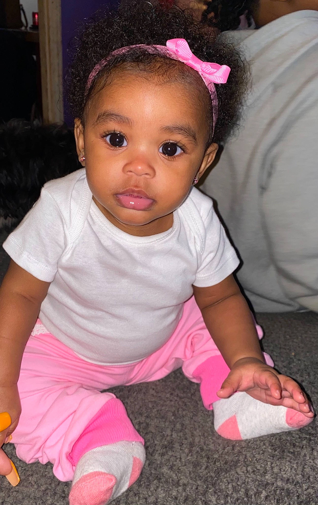 Farrah joined the competition — help win amazing prizes! baby_toddler_clothing, black, cheek, chin, ear, eyelash, face, facial_expression, hairstyle, happy, head, lip, nose, organ, person, pink, product, skin, sleeve, toddler