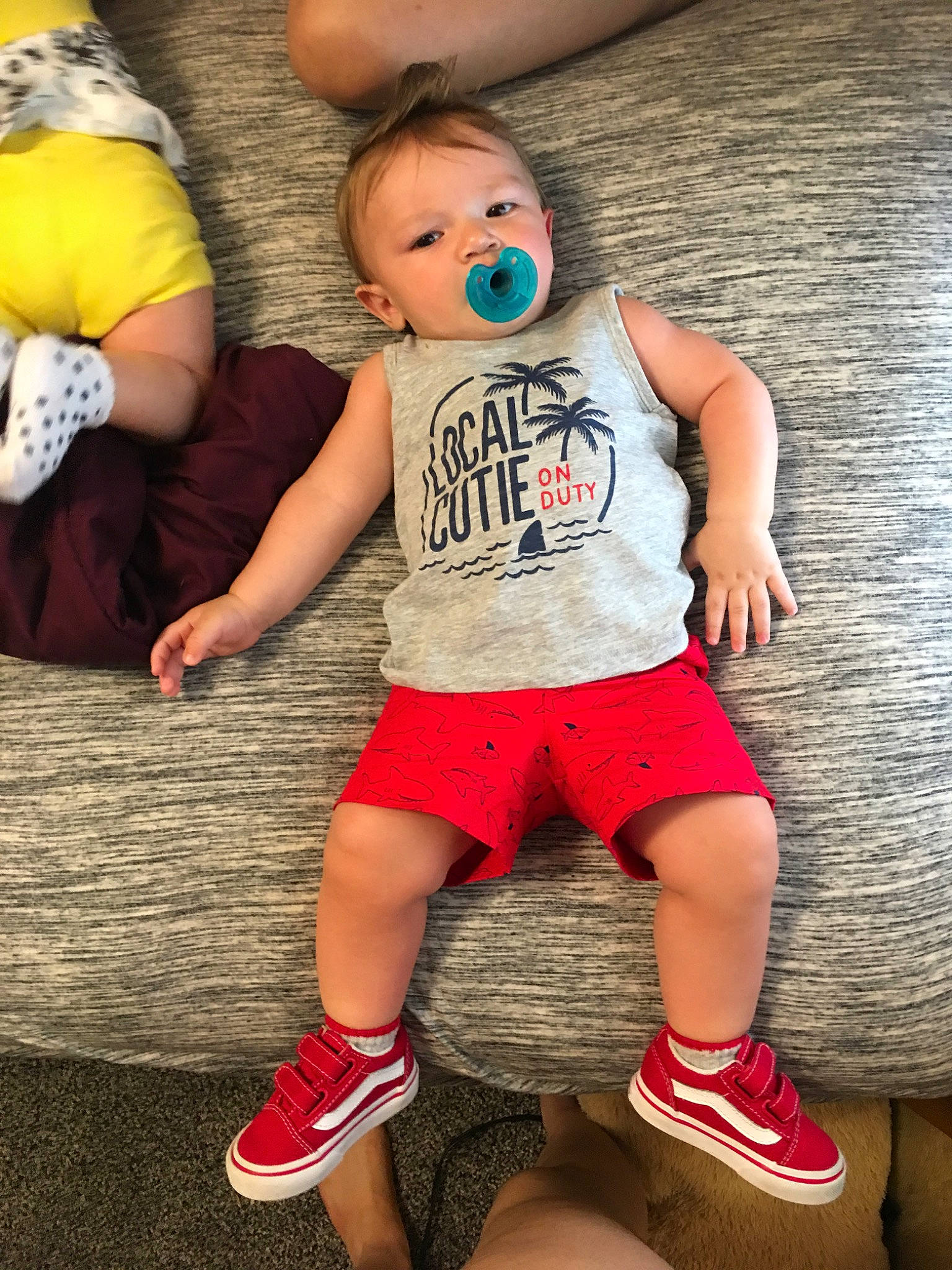 Alexander joined the competition — help win amazing prizes! baby, child, cool, footwear, fun, happy, human_leg, leg, nose, person, play, shoe, shorts, smile, style, t_shirt, thigh, toddler, vacation, yellow