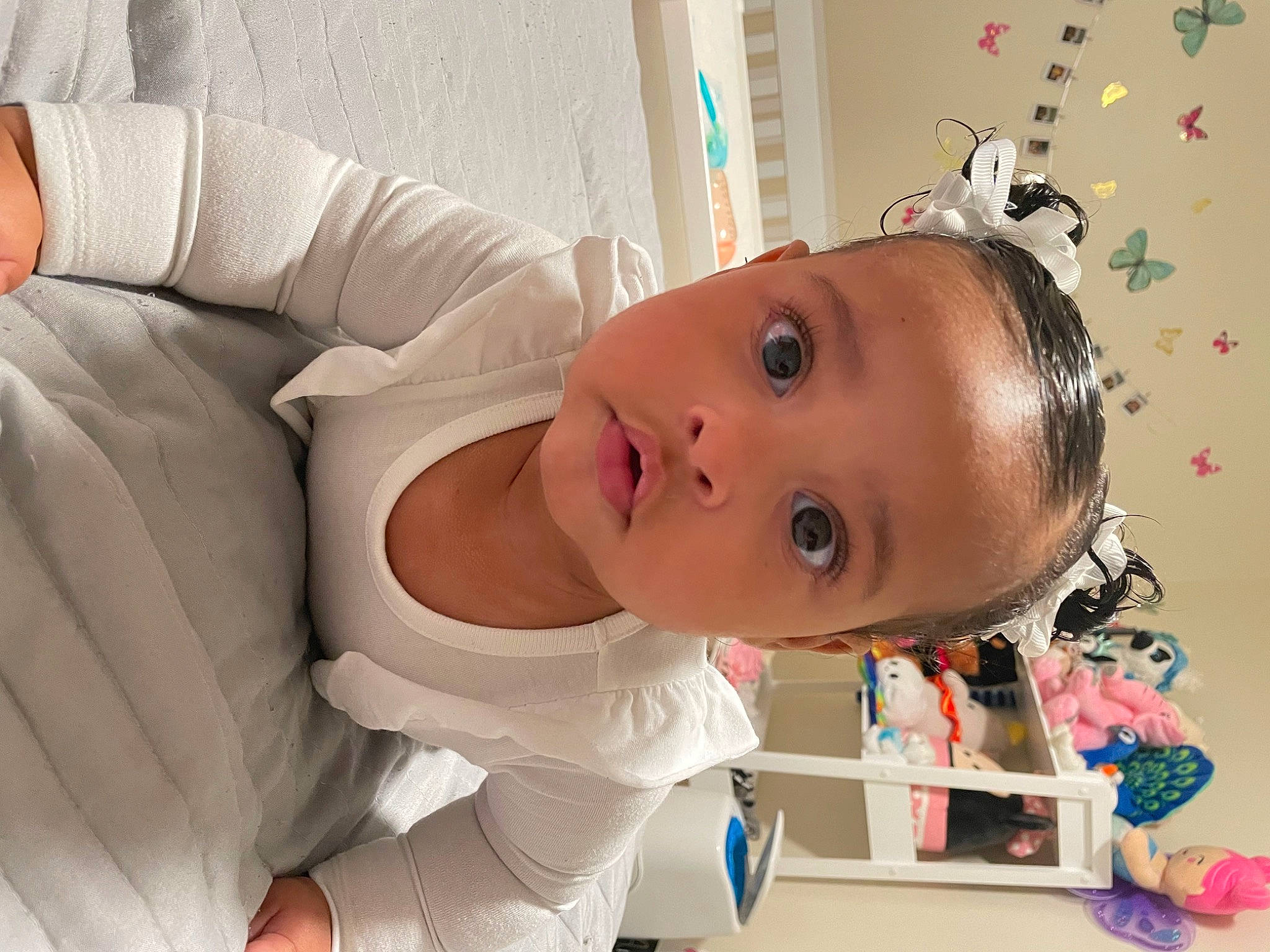 Amiyah joined the competition — help win amazing prizes! abdomen, baby, baby_products, baby_toddler_clothing, baby_toys, chest, child, comfort, eyelash, happy, hat, person, room, skin, toddler, toy, white