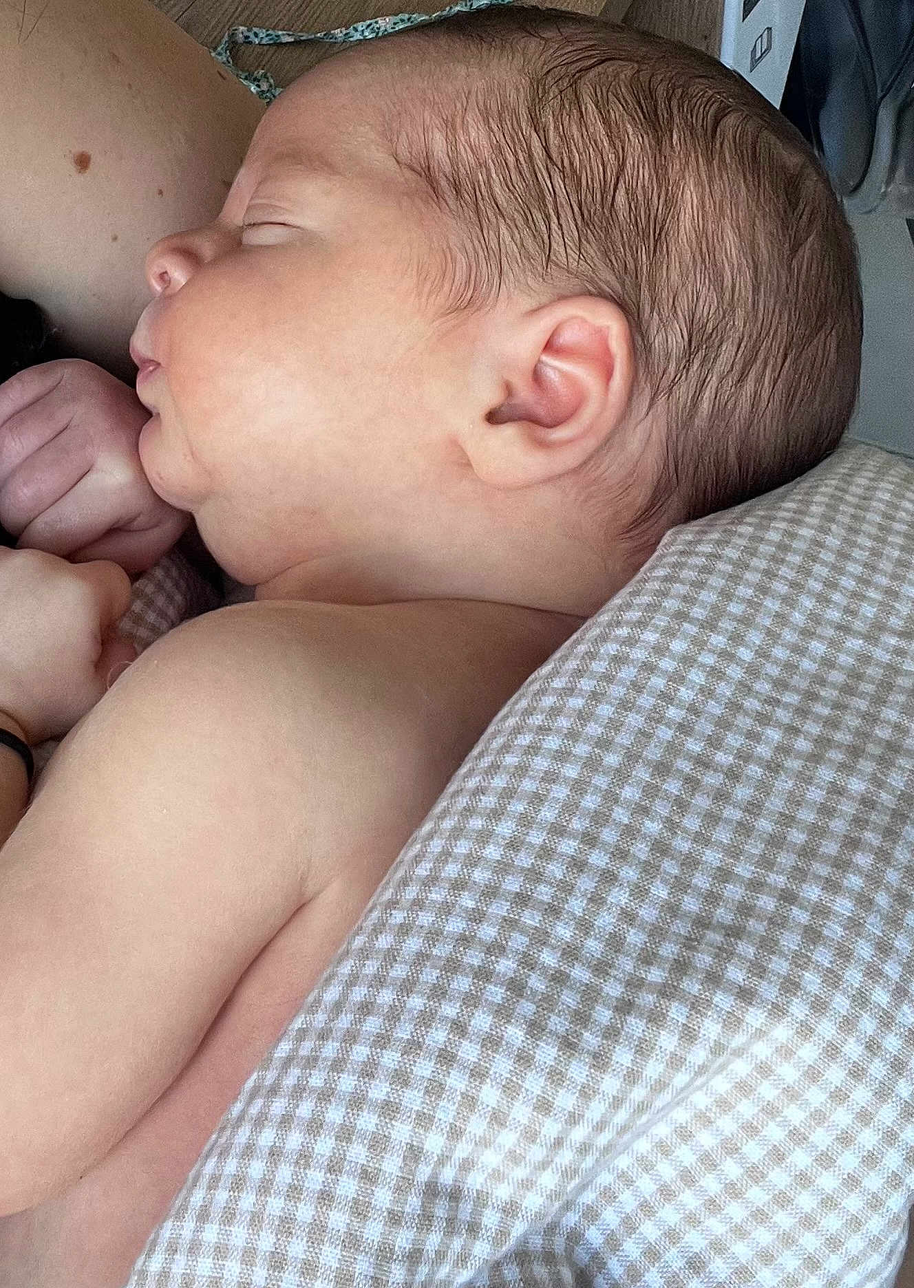 Martin a rejoint le concours — aidez-le/la à gagner de superbes lots ! baby, blanket, checkered, child, closeup, cuddled, cute, ear, hand, human, infant, newborn, peaceful, portrait, resting, skin, sleep, sleeping, soft, toddler
