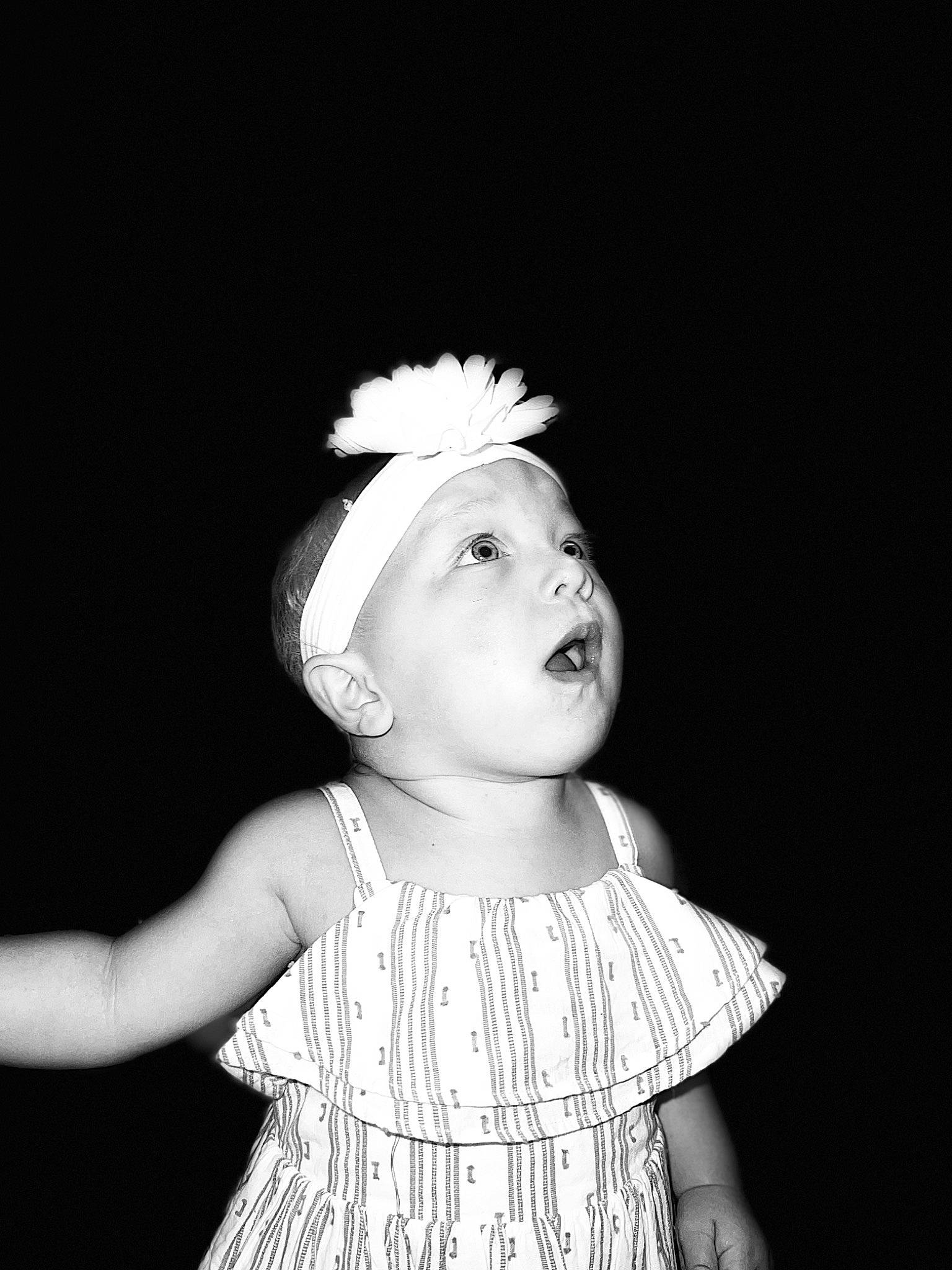 Emberlynn joined the competition — help win amazing prizes! baby, baby_toddler_clothing, black, clothing, darkness, day_dress, eye, eyelash, flash_photography, happy, head, headband, headpiece, iris, lip, monochrome, monochrome_photography, one_piece_garment, person, sleeve