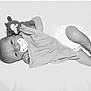 baby, black_and_white, blanket, child, cloth, comfort, cute, indoors, infant, knitted_toy, lying_down, monochrome, newborn, pacifier, peaceful, portrait, resting, sleeping, soft_texture, toddler